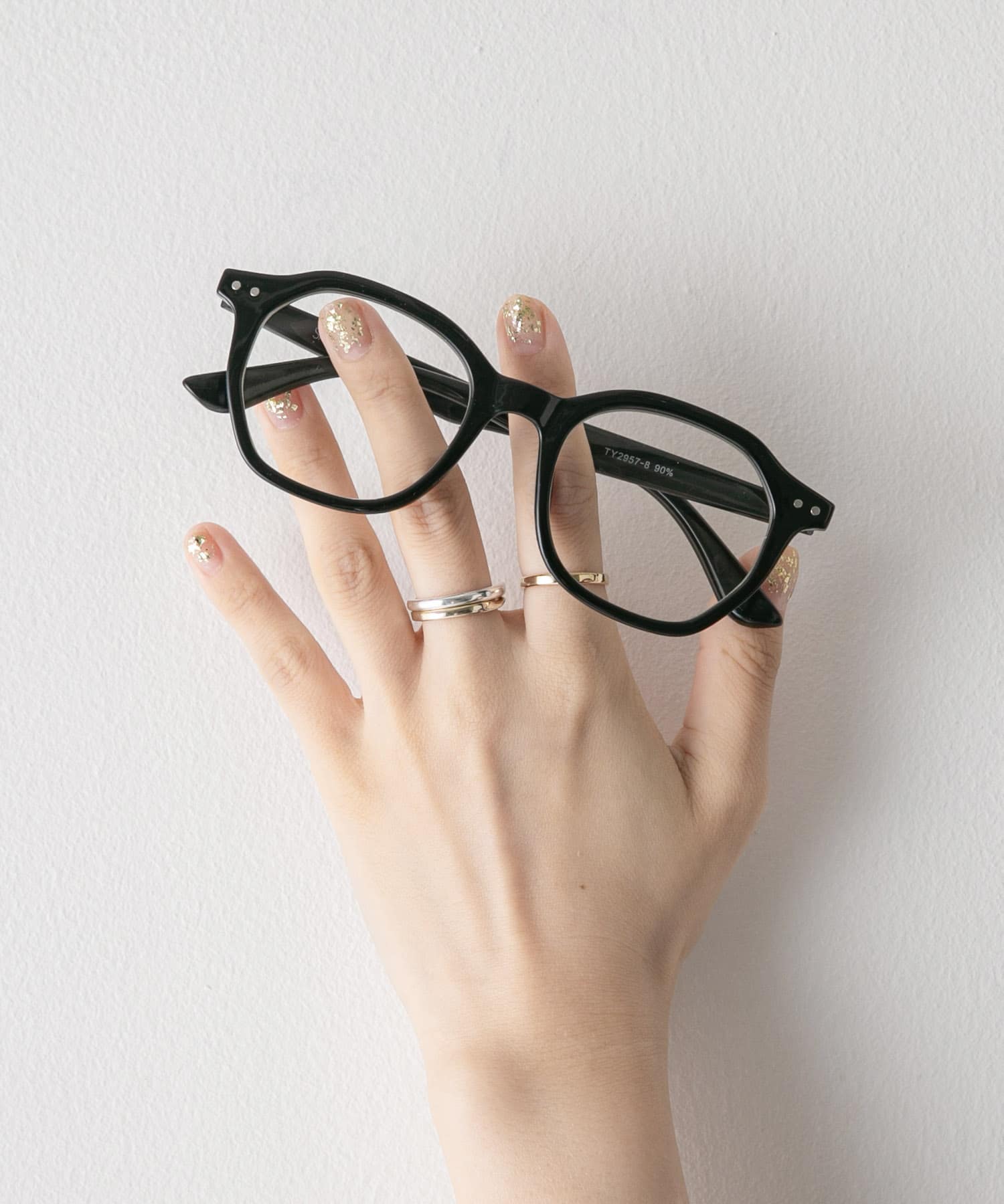 オクタゴンフレームダテメガネ BLK -