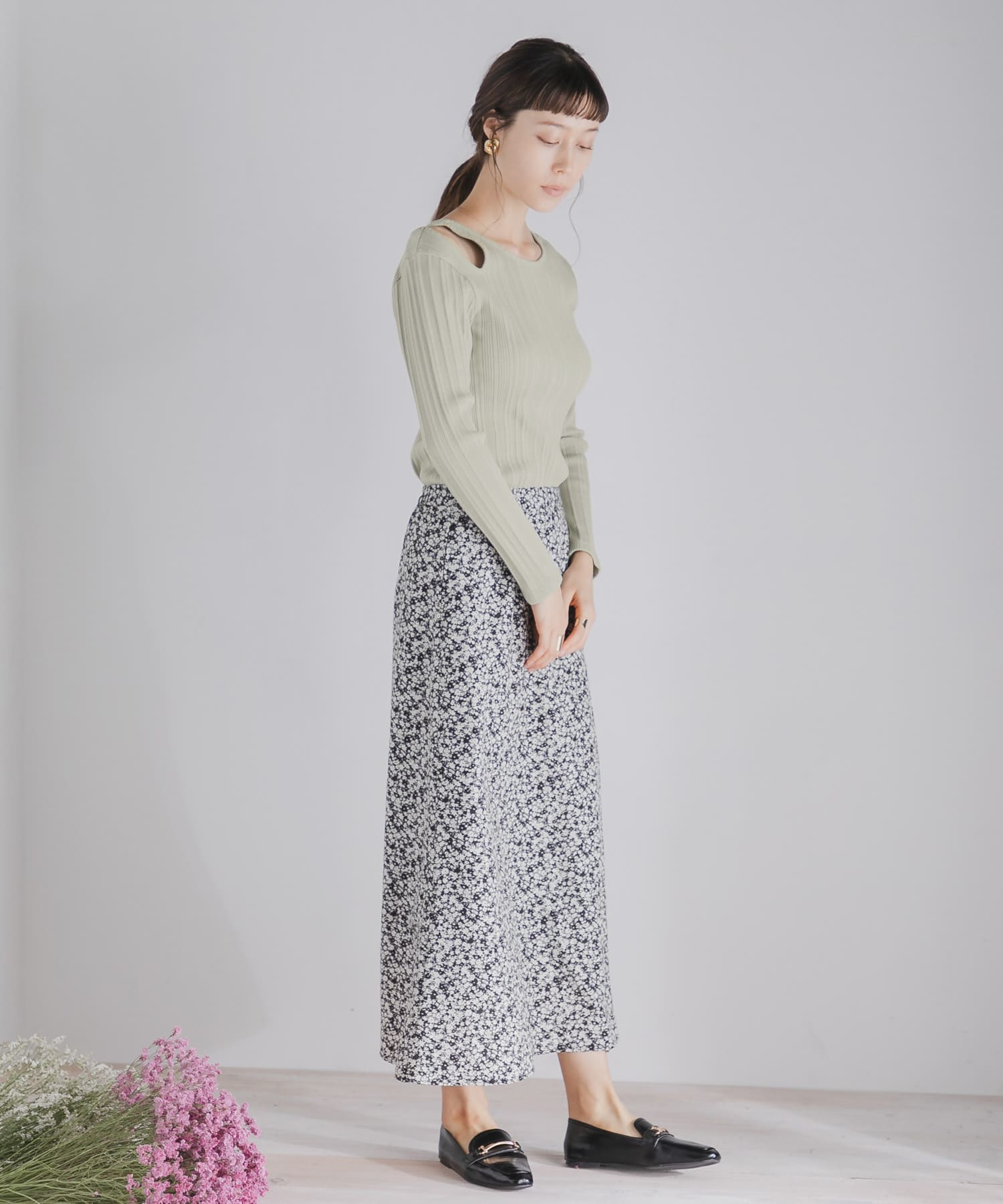 アシメネックコンパクトトップ L.KHAKI FREE