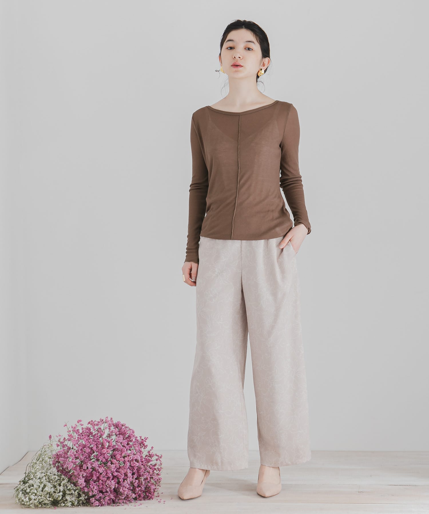 ボートネックシアーカットトップ MOCHA FREE