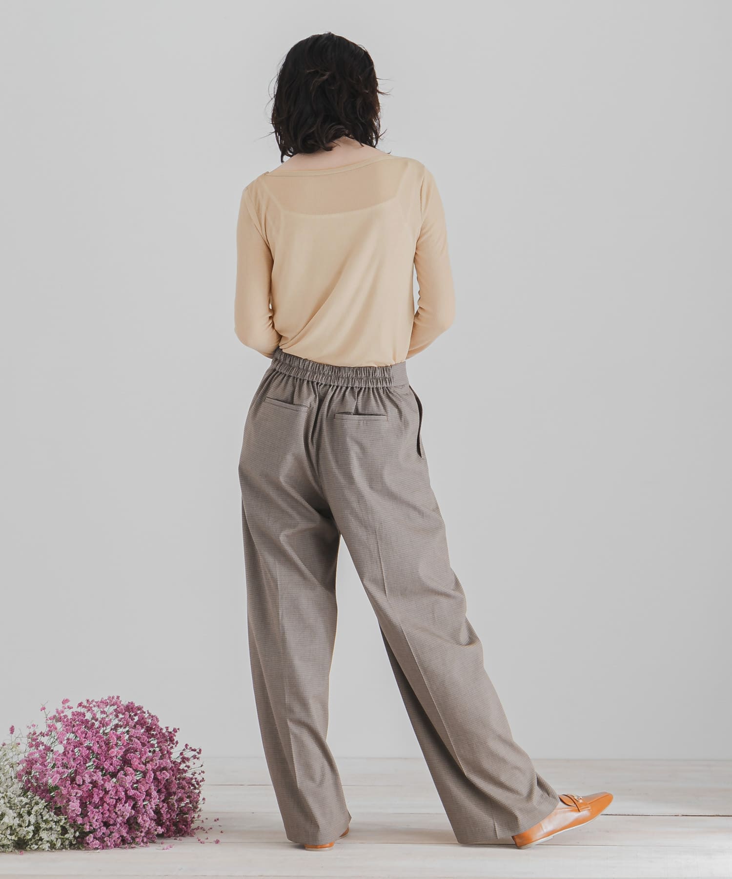 ボートネックシアーカットトップ BEIGE FREE