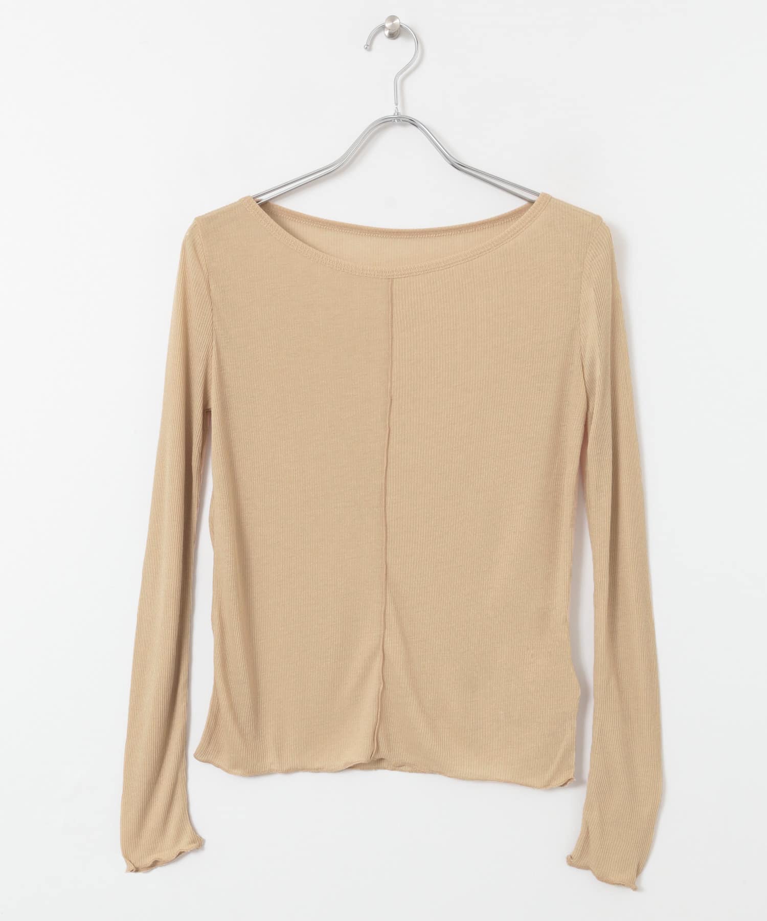 ボートネックシアーカットトップ BEIGE FREE