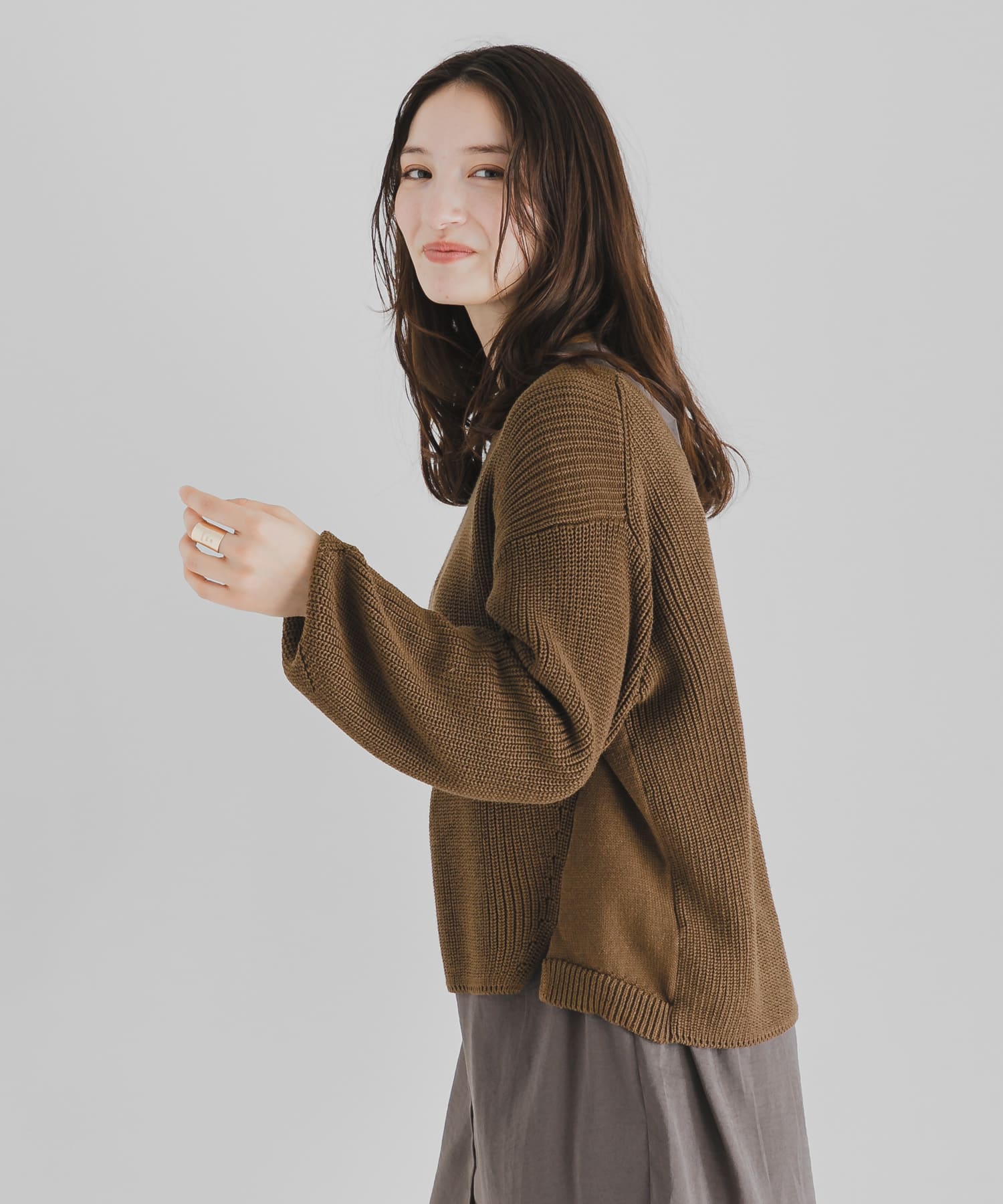 バックオープンルーズセーター MOCHA FREE