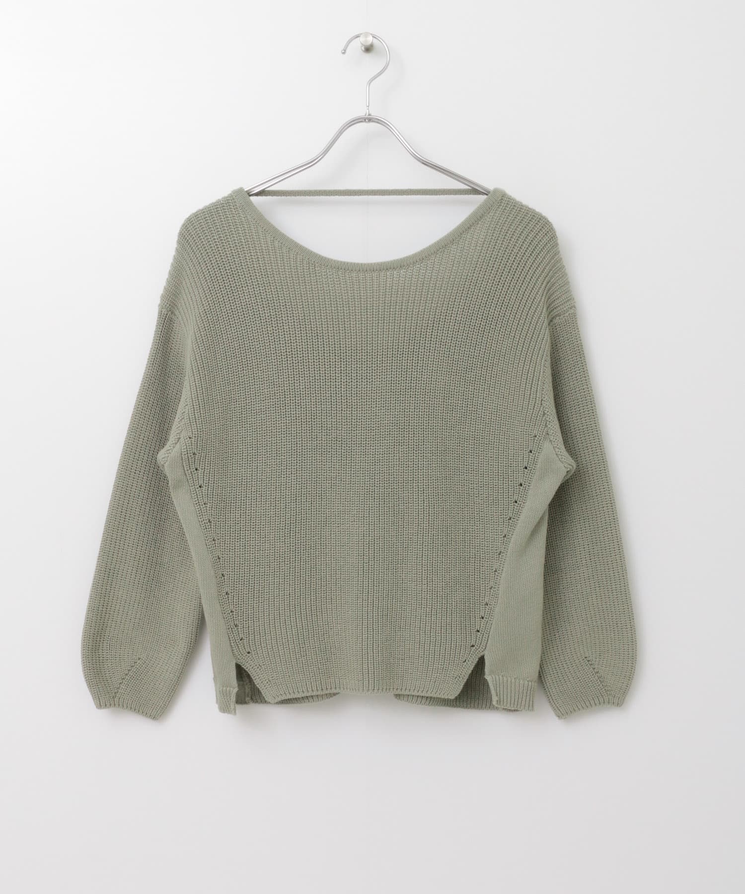 バックオープンルーズセーター L.KHAKI FREE