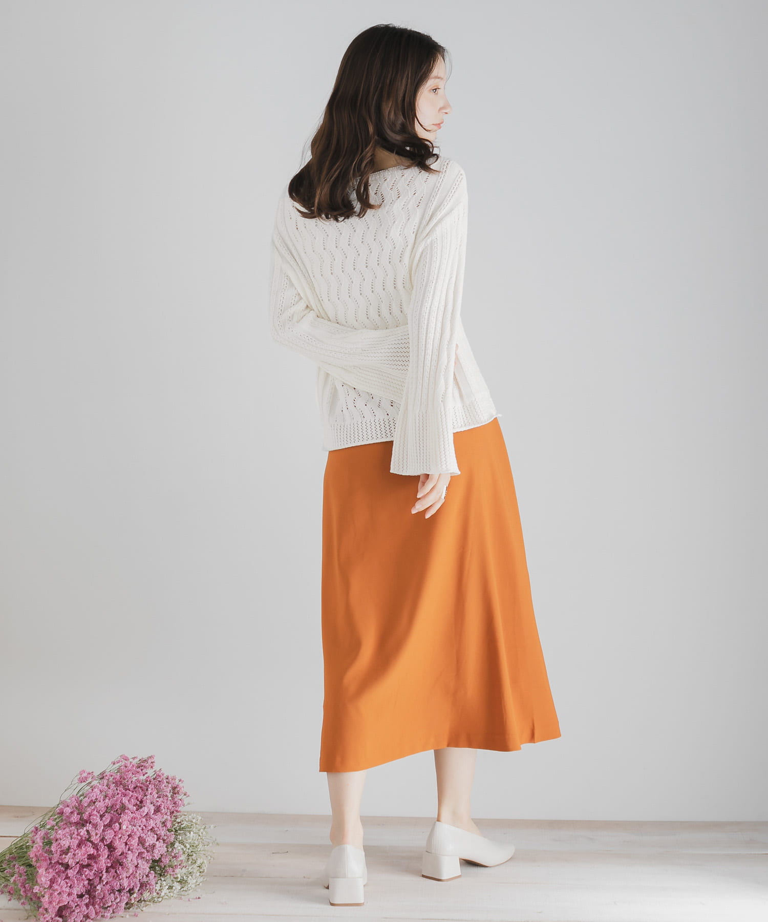 レースワイドスリーブセーター OFF WHITE FREE