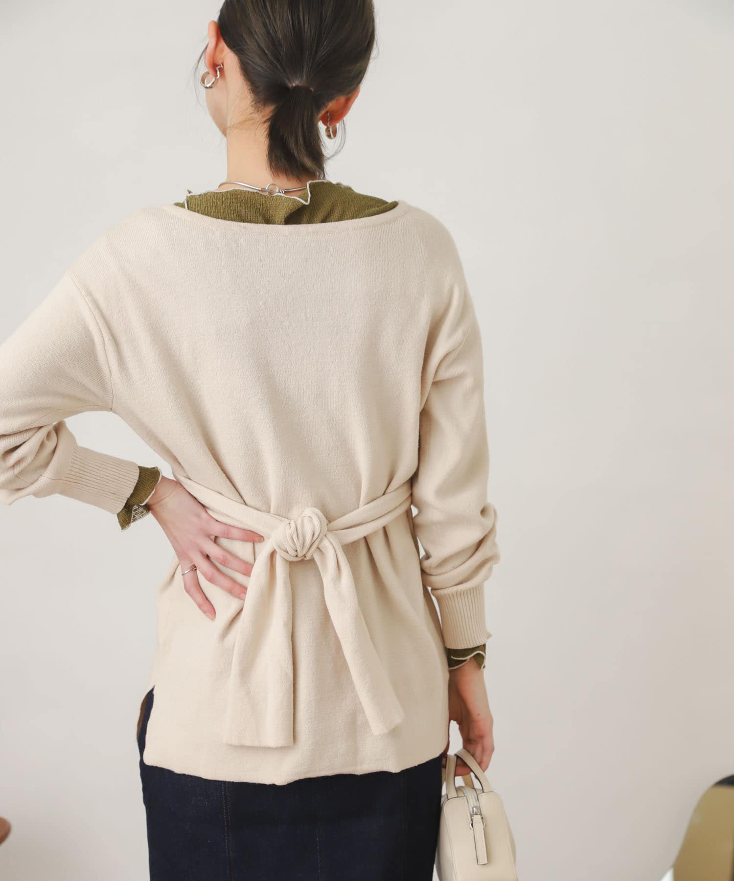 ツイストチュニックセーター IVORY FREE
