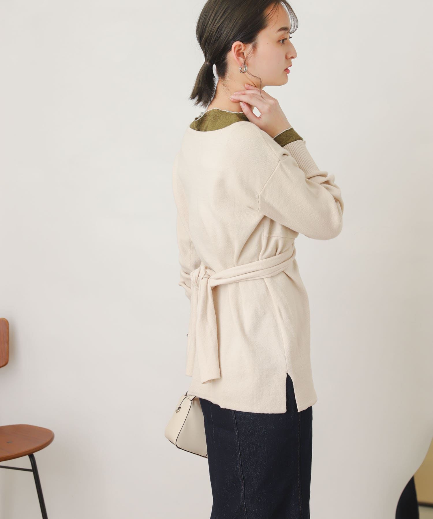 ツイストチュニックセーター IVORY FREE