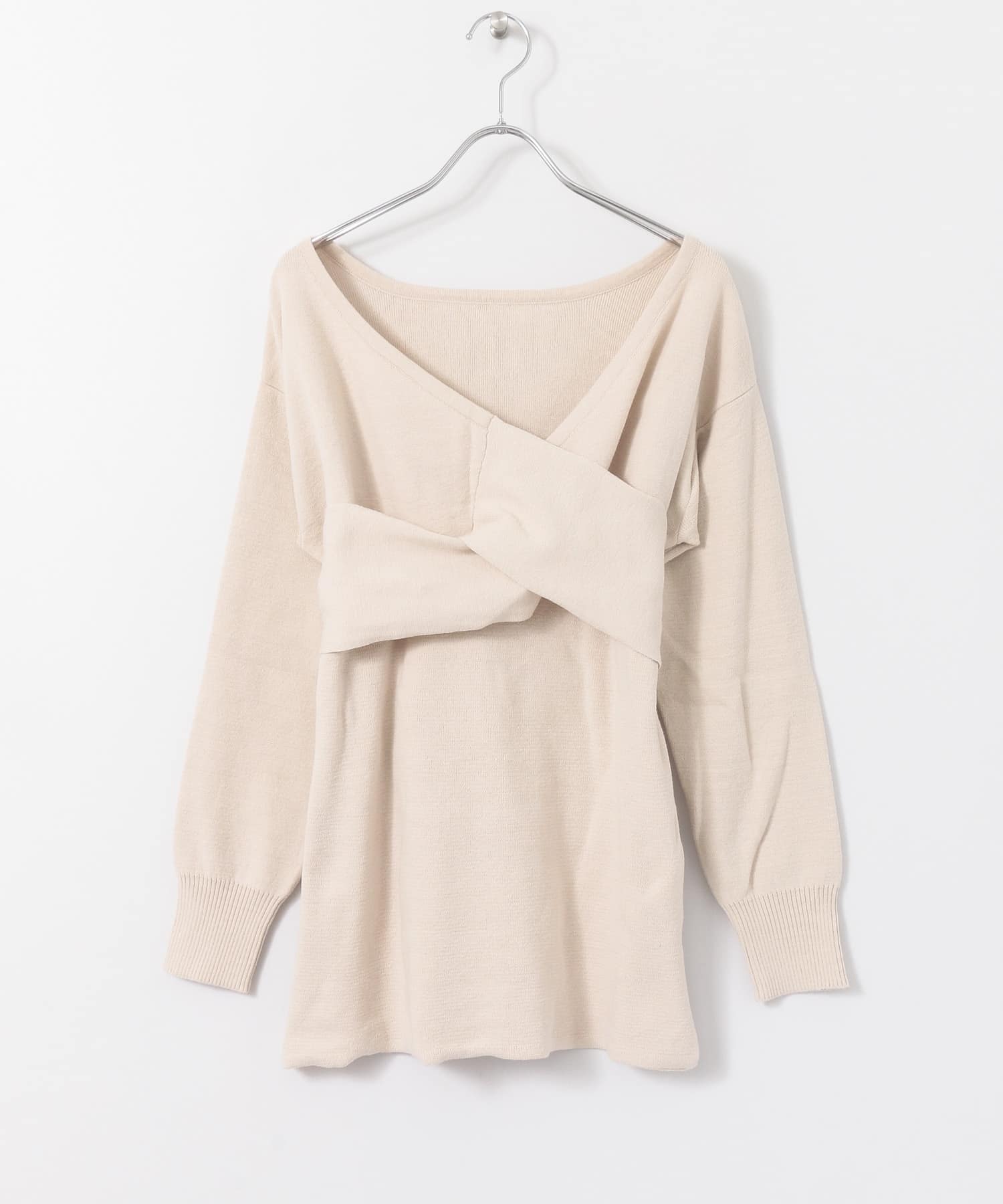 ツイストチュニックセーター IVORY FREE