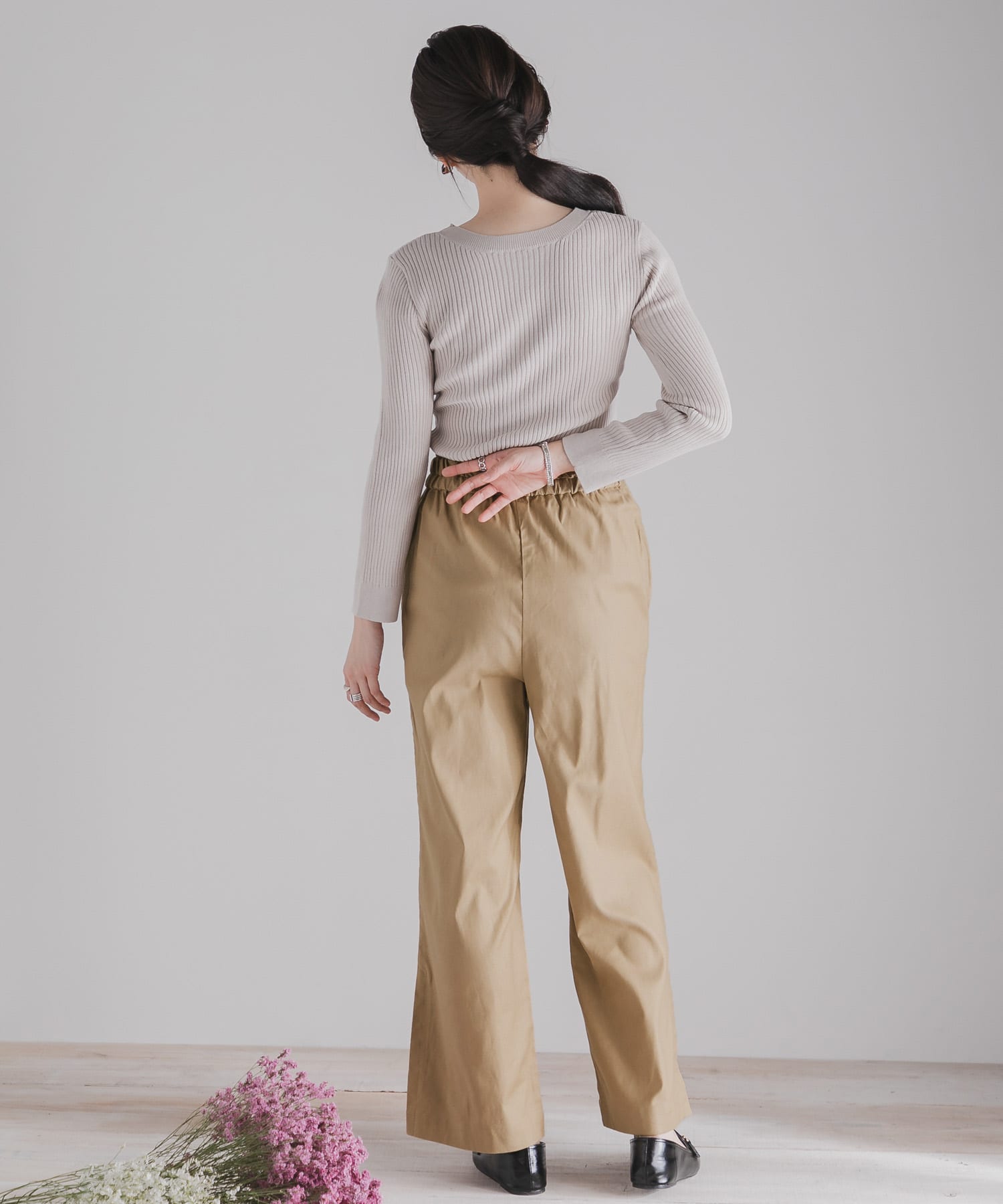 スリットワイドパンツ BEIGE S