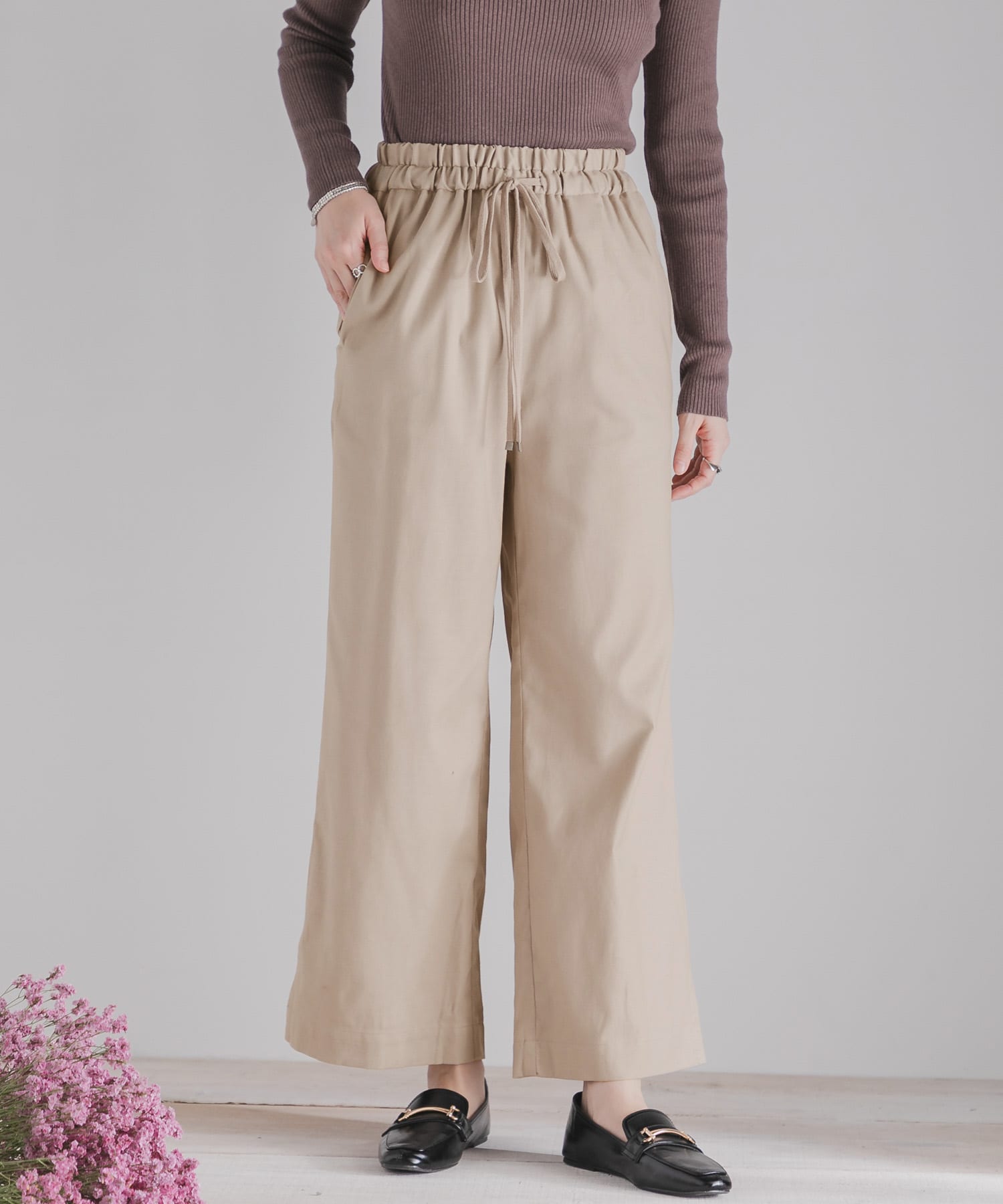 スリットワイドパンツ GREIGE S