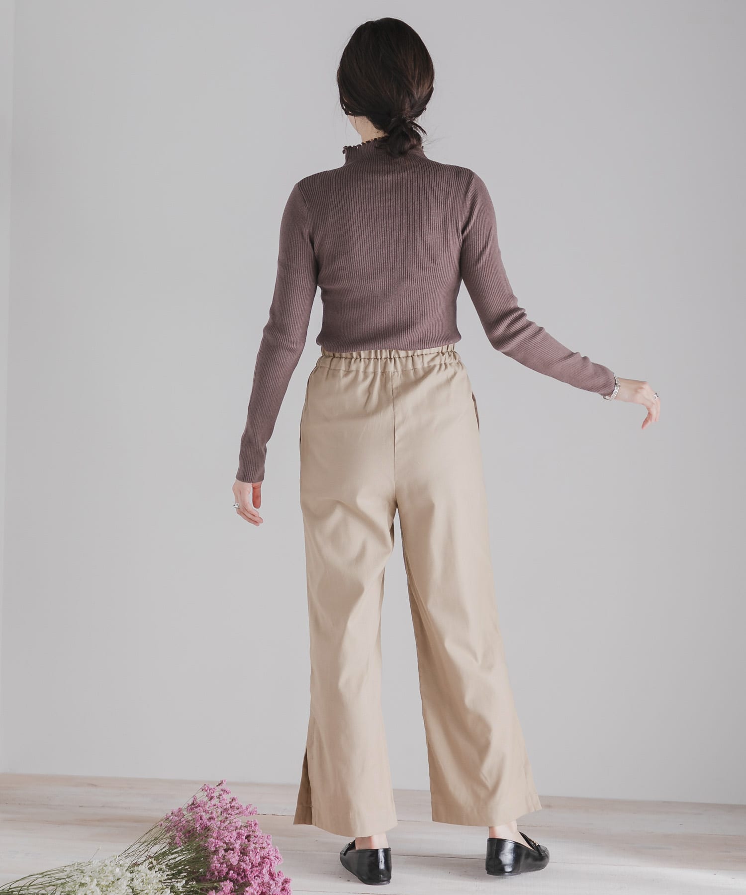 スリットワイドパンツ GREIGE S