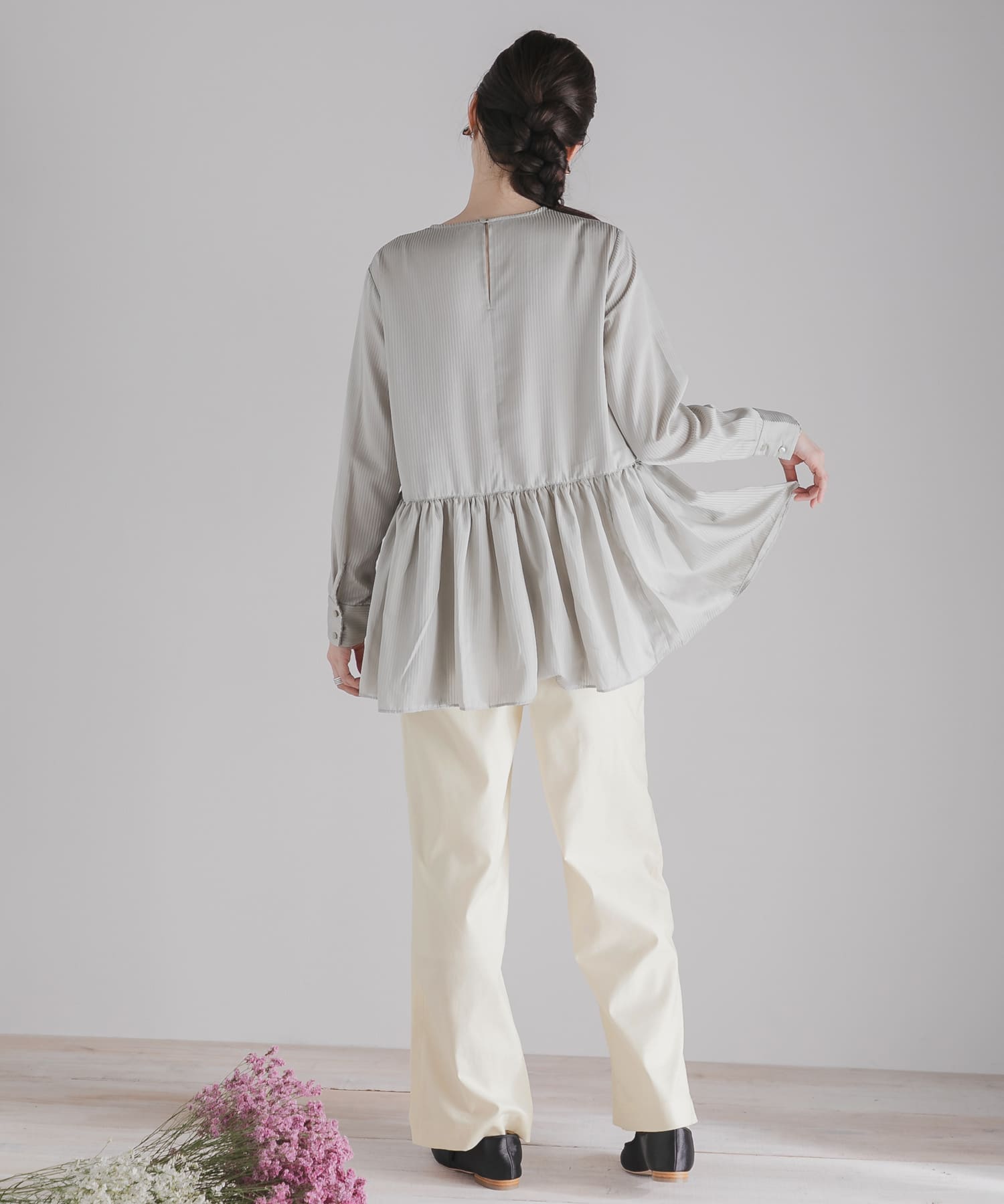 スリットワイドパンツ IVORY S