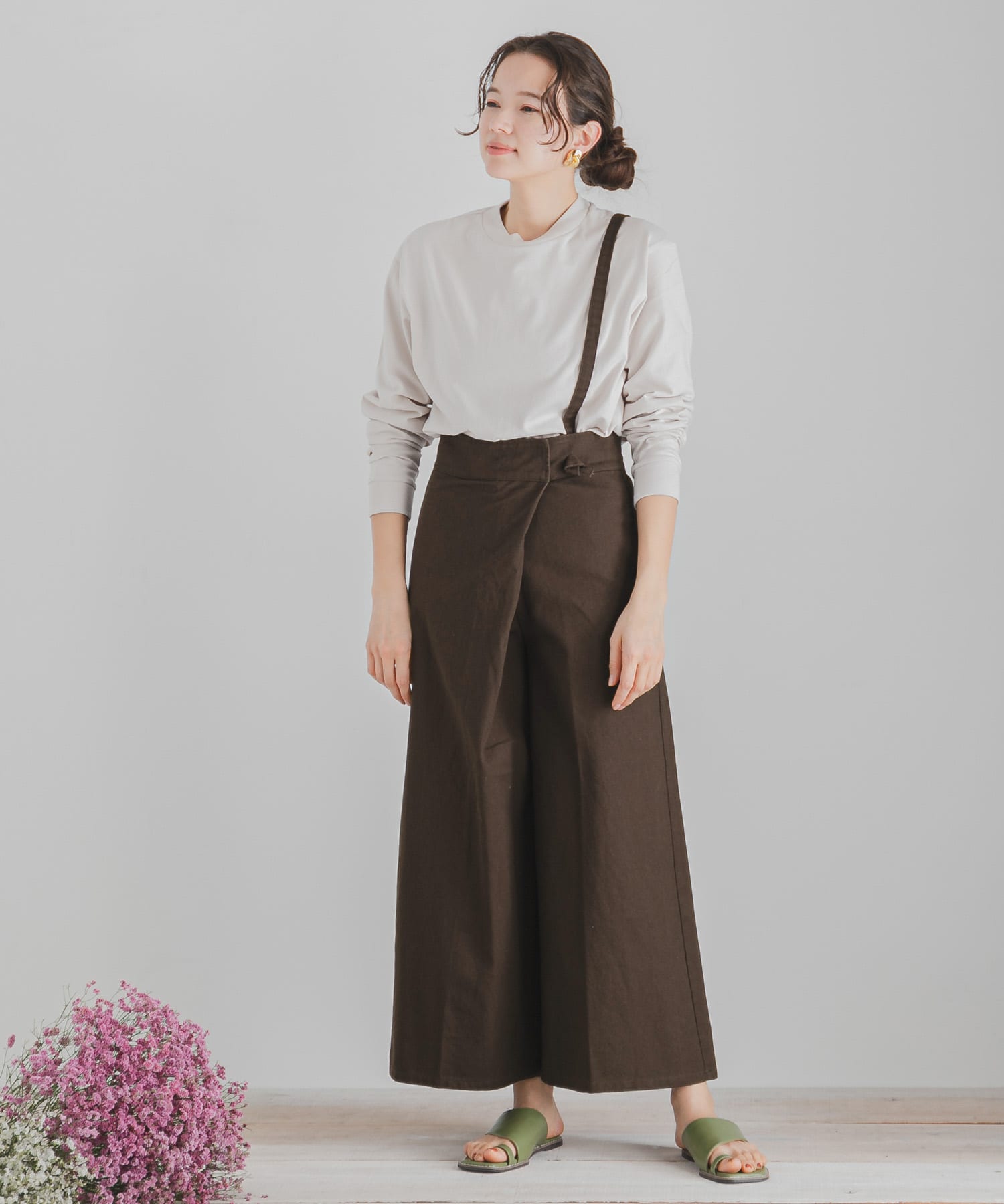 2WAYワンショルダーサスツキパンツ BROWN S
