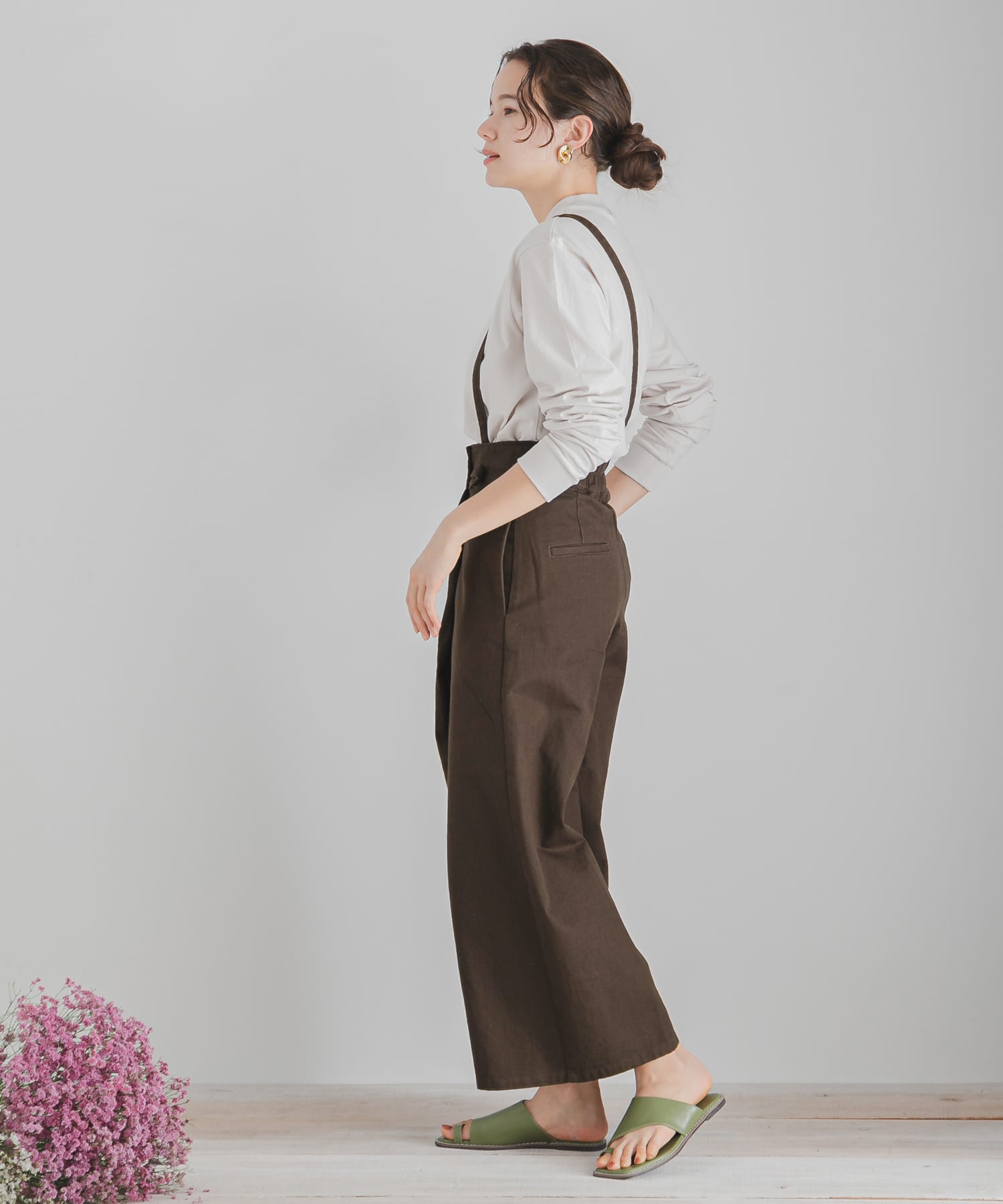 2WAYワンショルダーサスツキパンツ BROWN S