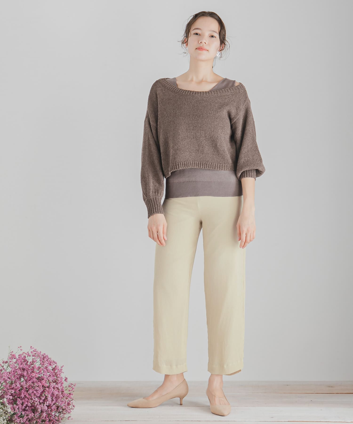 ワイドストレートヨウリュウパンツ BEIGE FREE