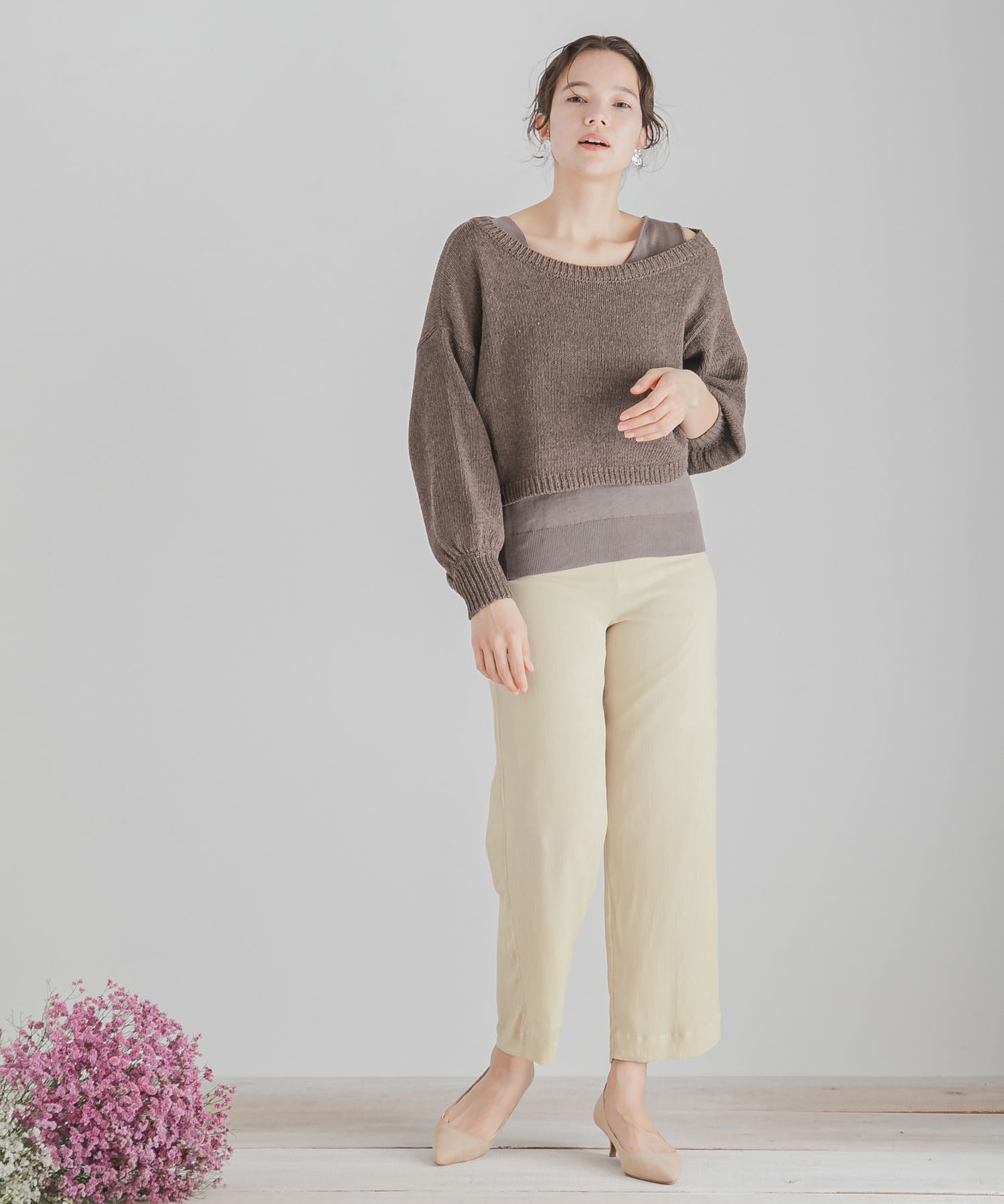 ワイドストレートヨウリュウパンツ BEIGE FREE