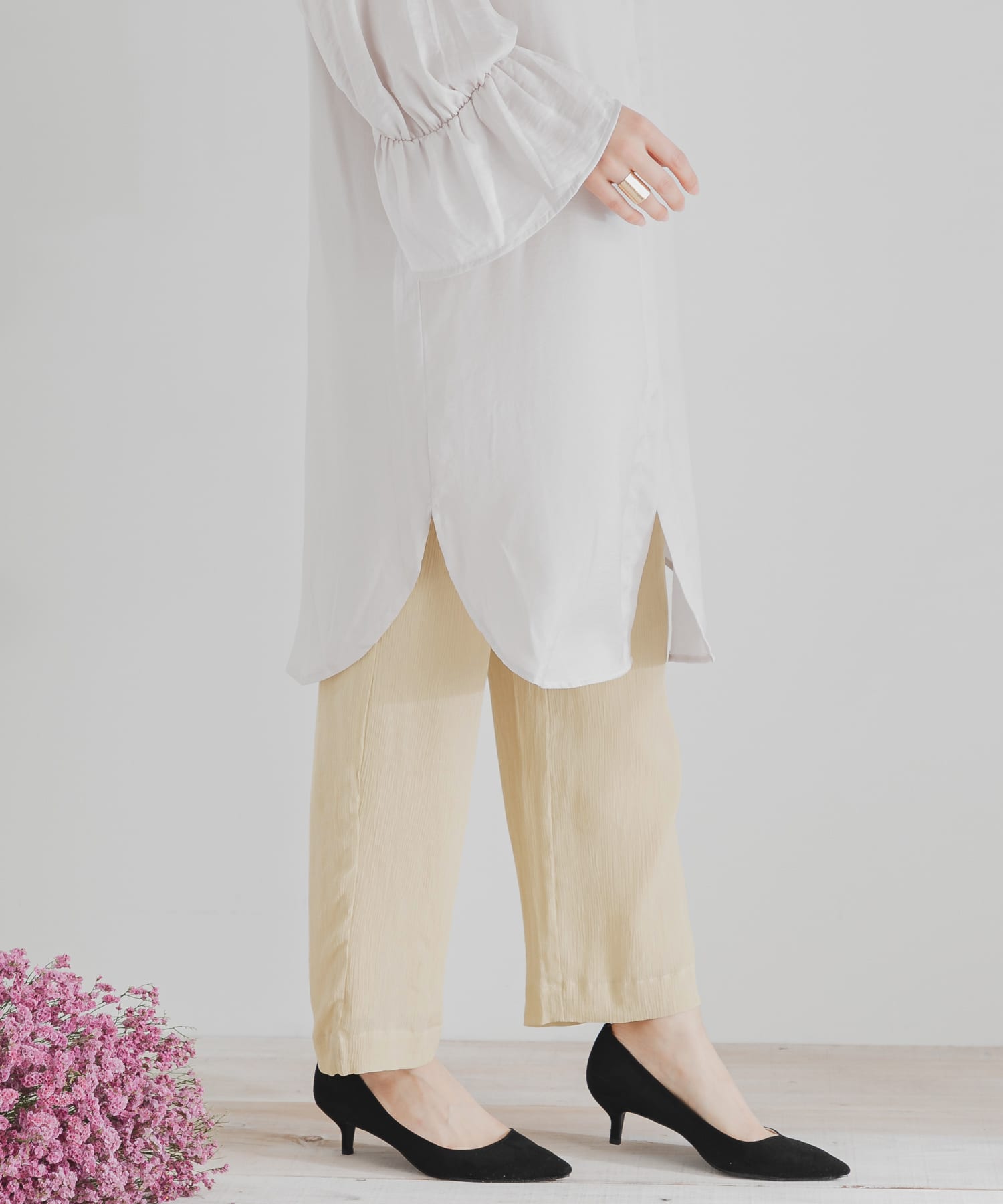 ワイドストレートヨウリュウパンツ BEIGE FREE