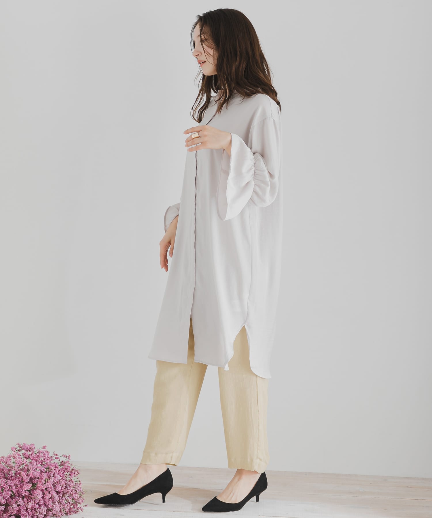 ワイドストレートヨウリュウパンツ BEIGE FREE