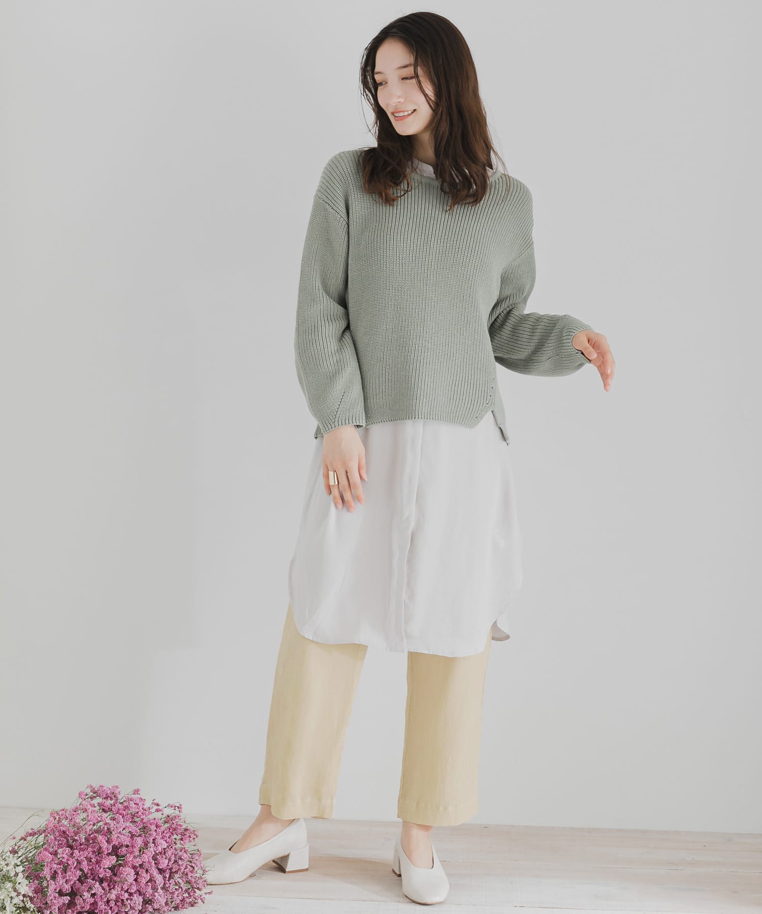 ワイドストレートヨウリュウパンツ BEIGE FREE