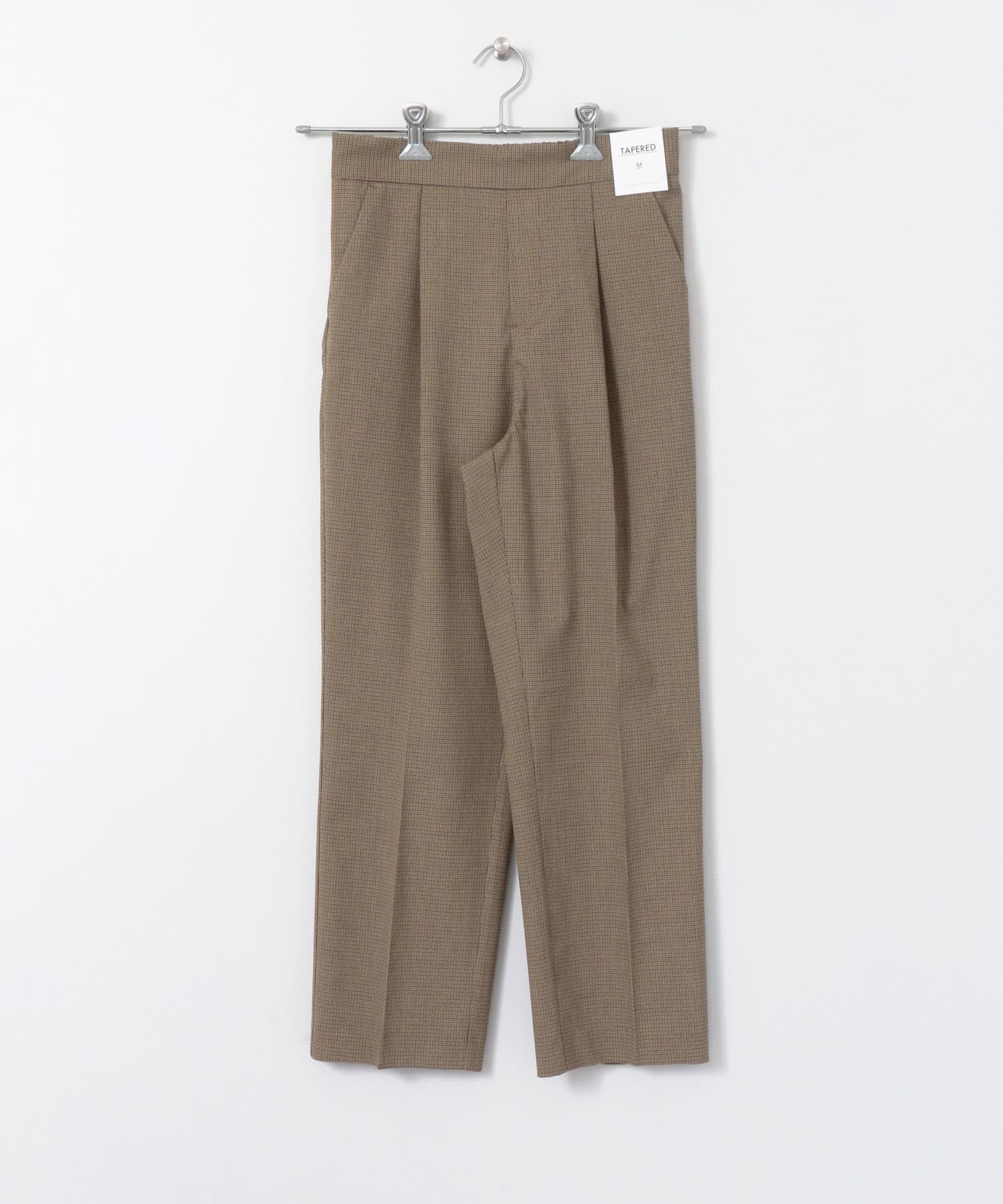 CARREMANテーパードパンツ BEG×BRN XS