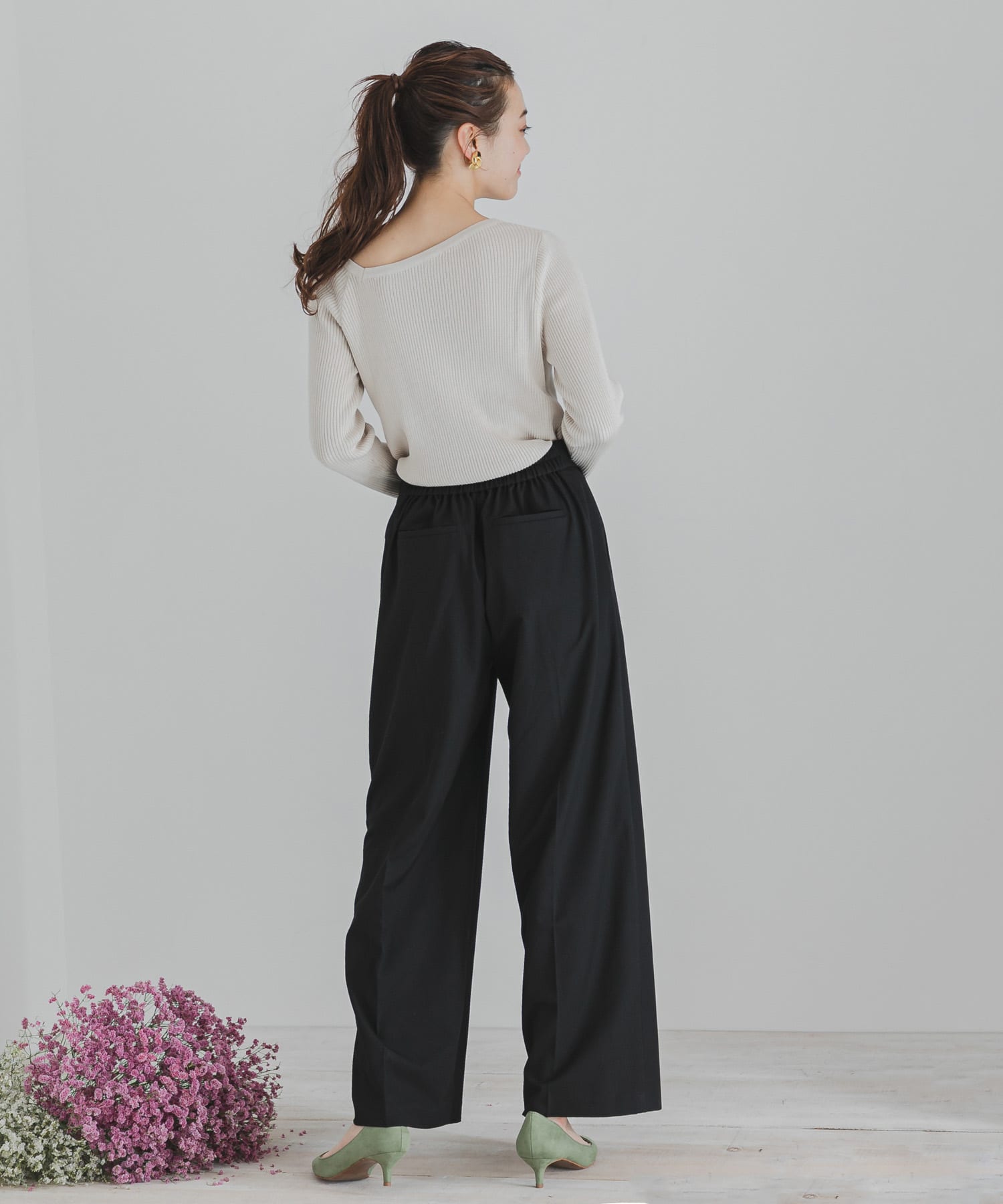 CARREMANワイドパンツ BLACK XS