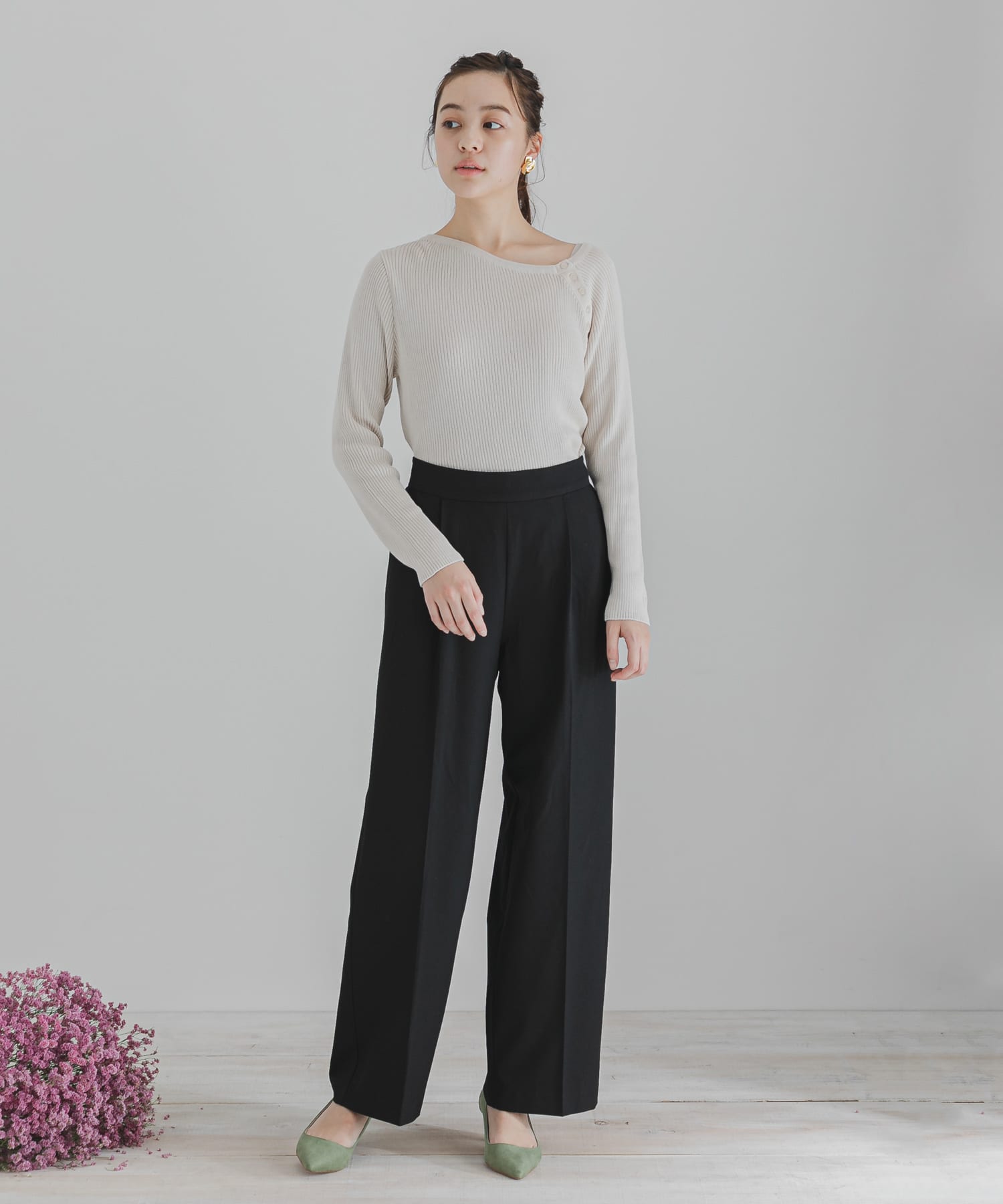 CARREMANワイドパンツ BLACK XS