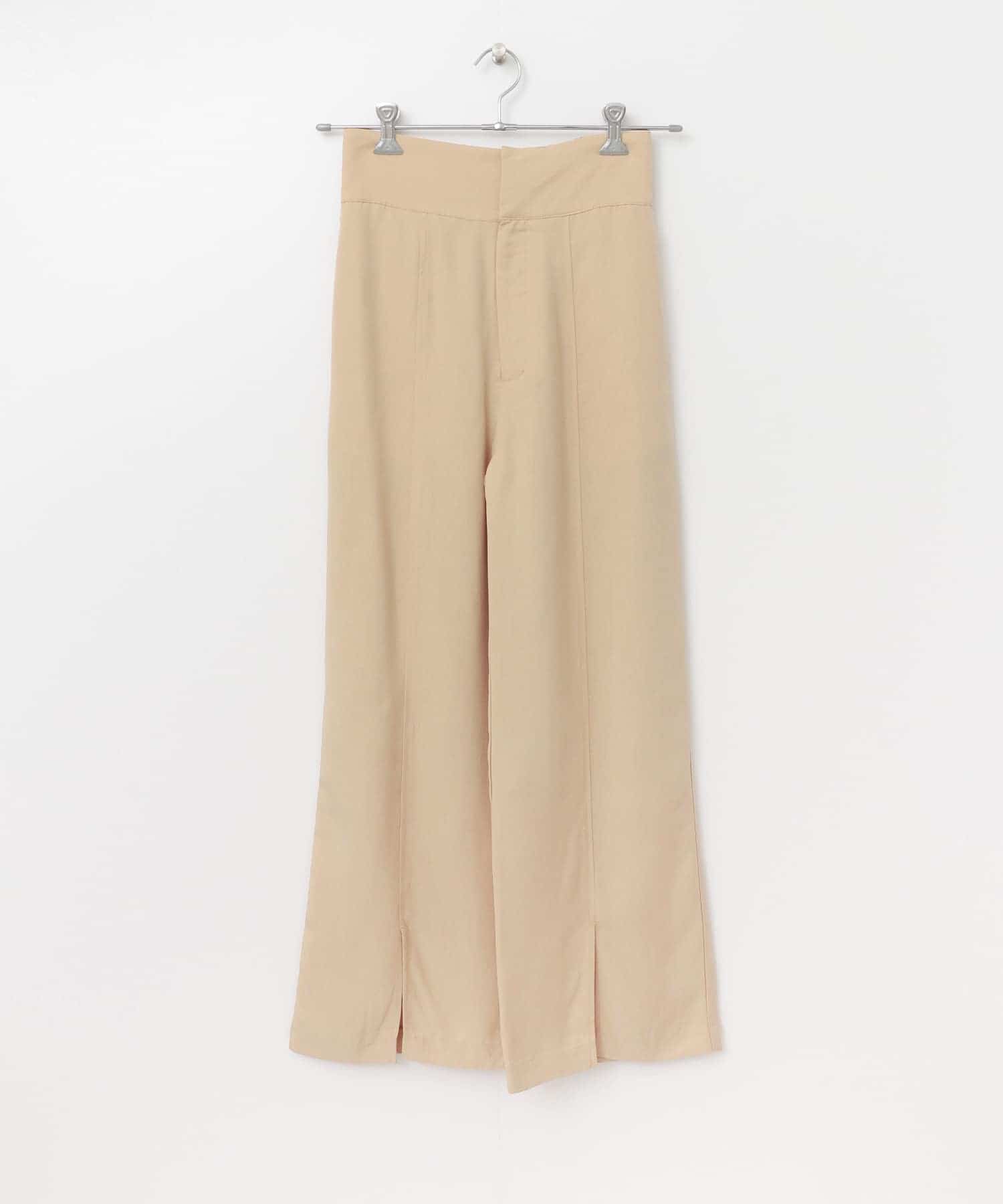 リヨセルスリットワイドパンツ BEIGE FREE