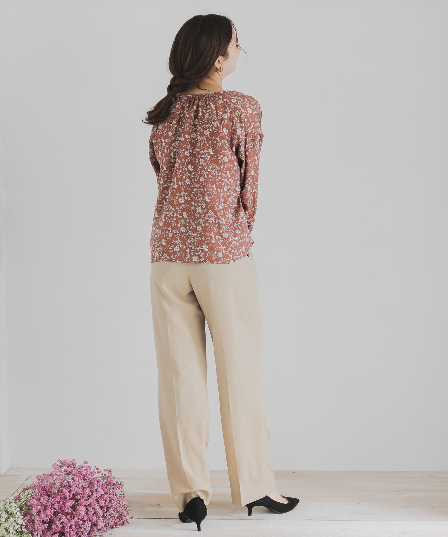 ツイルテーパードパンツ BEIGE S