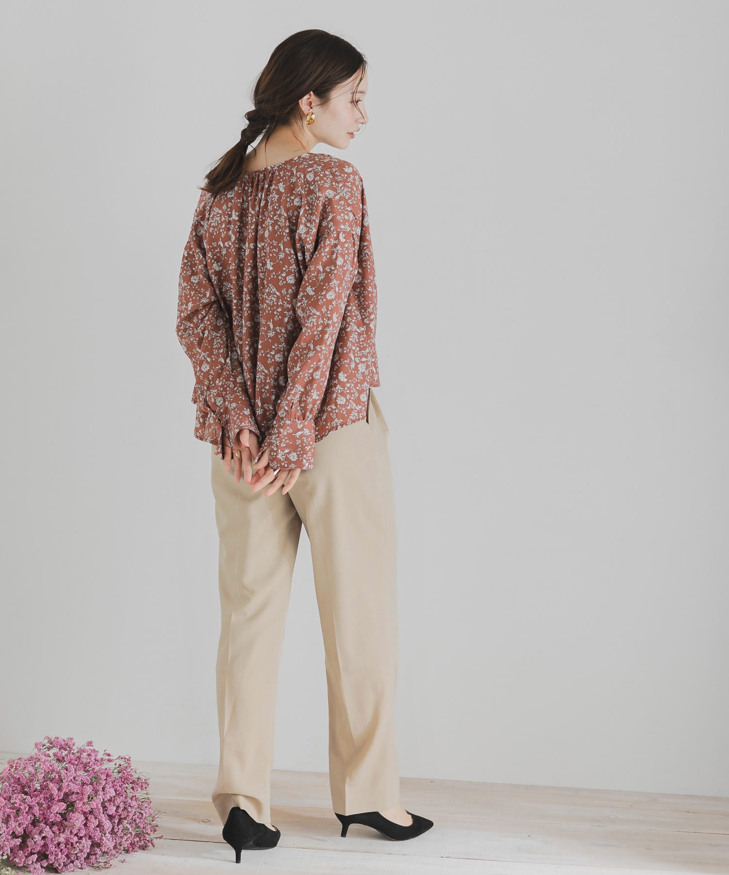 ツイルテーパードパンツ BEIGE S