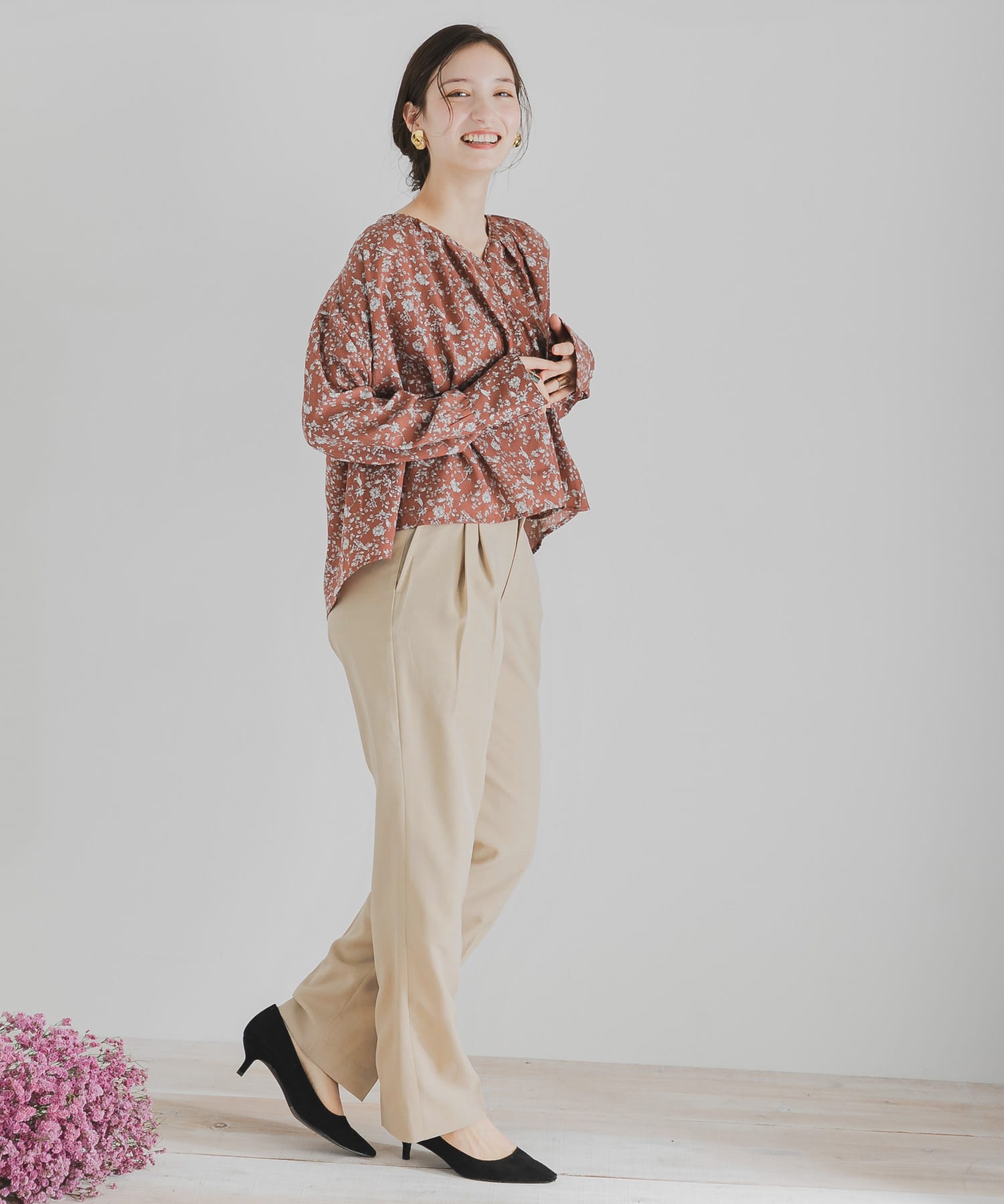 ツイルテーパードパンツ BEIGE M