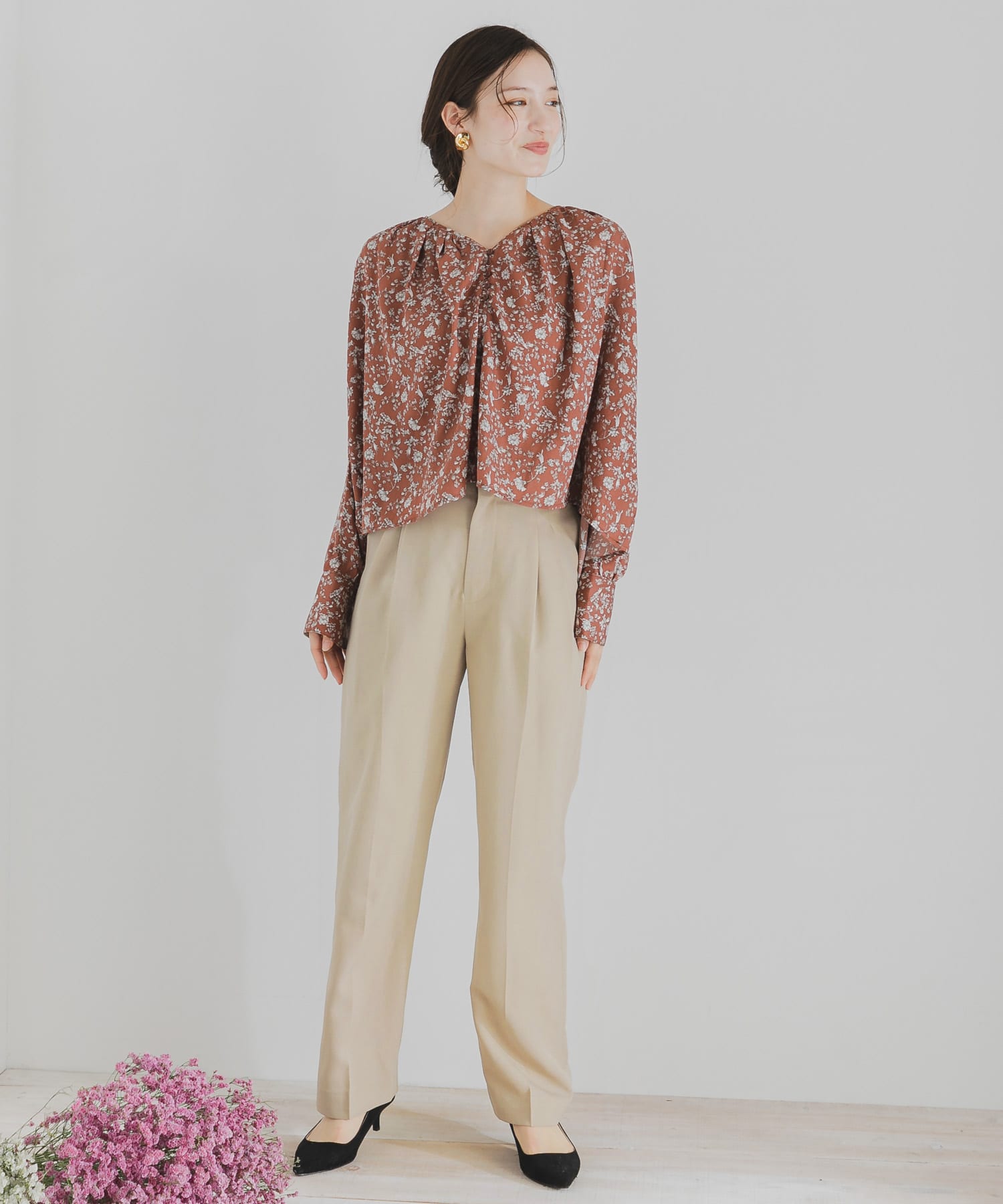 ツイルテーパードパンツ BEIGE M