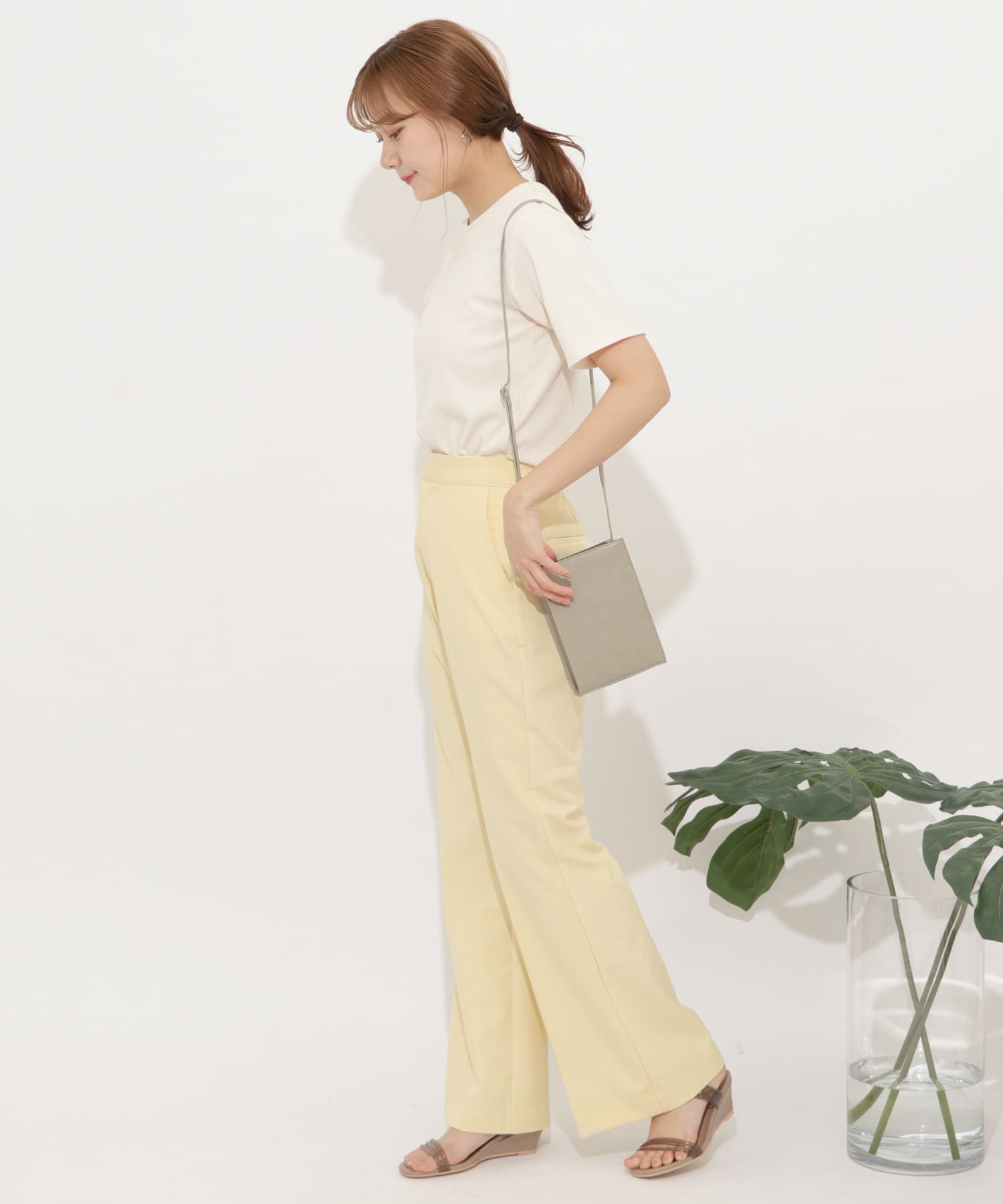センタープレスフレアパンツ YELLOW S