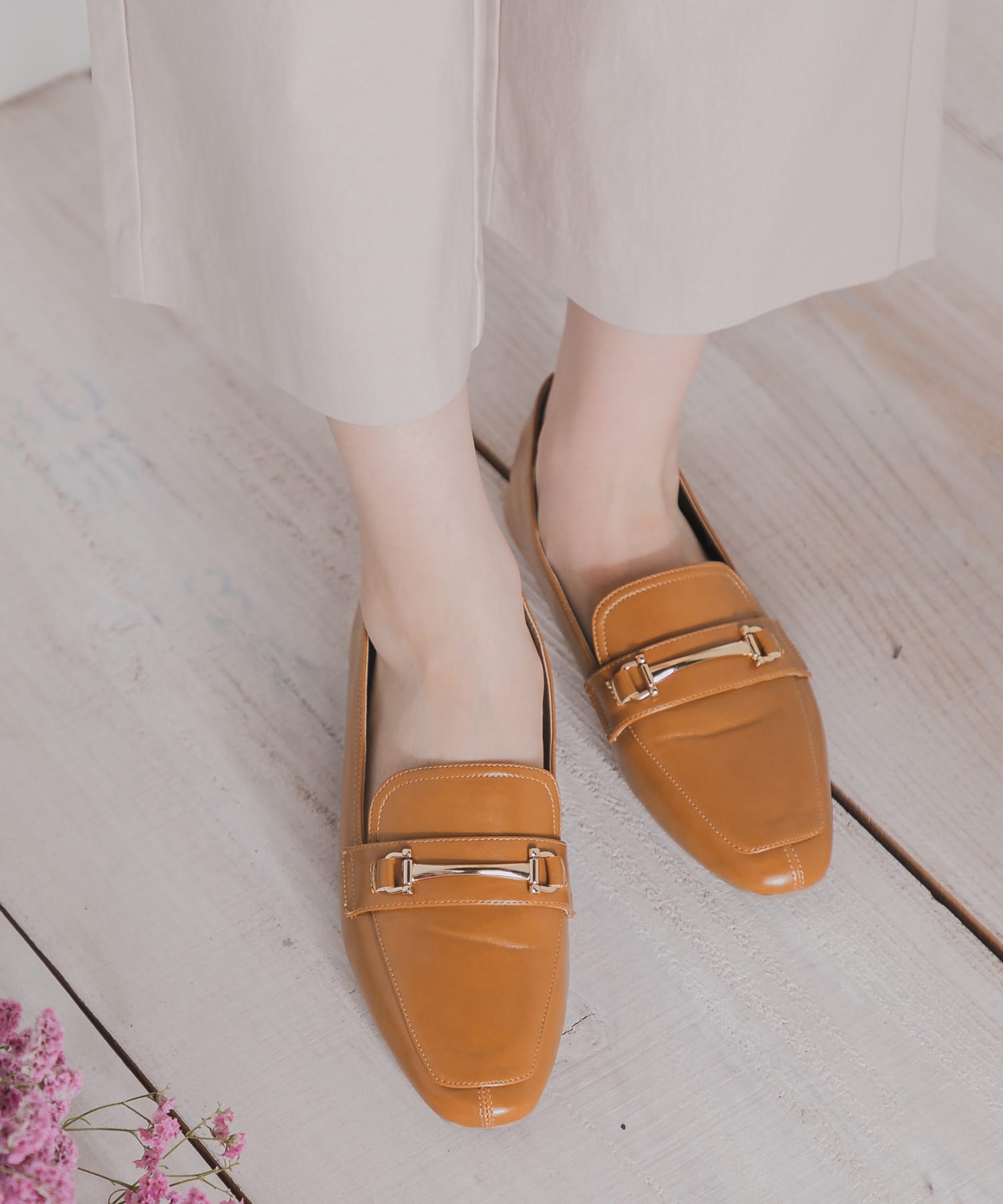 ソフトフェイクレザービットローファー CAMEL S