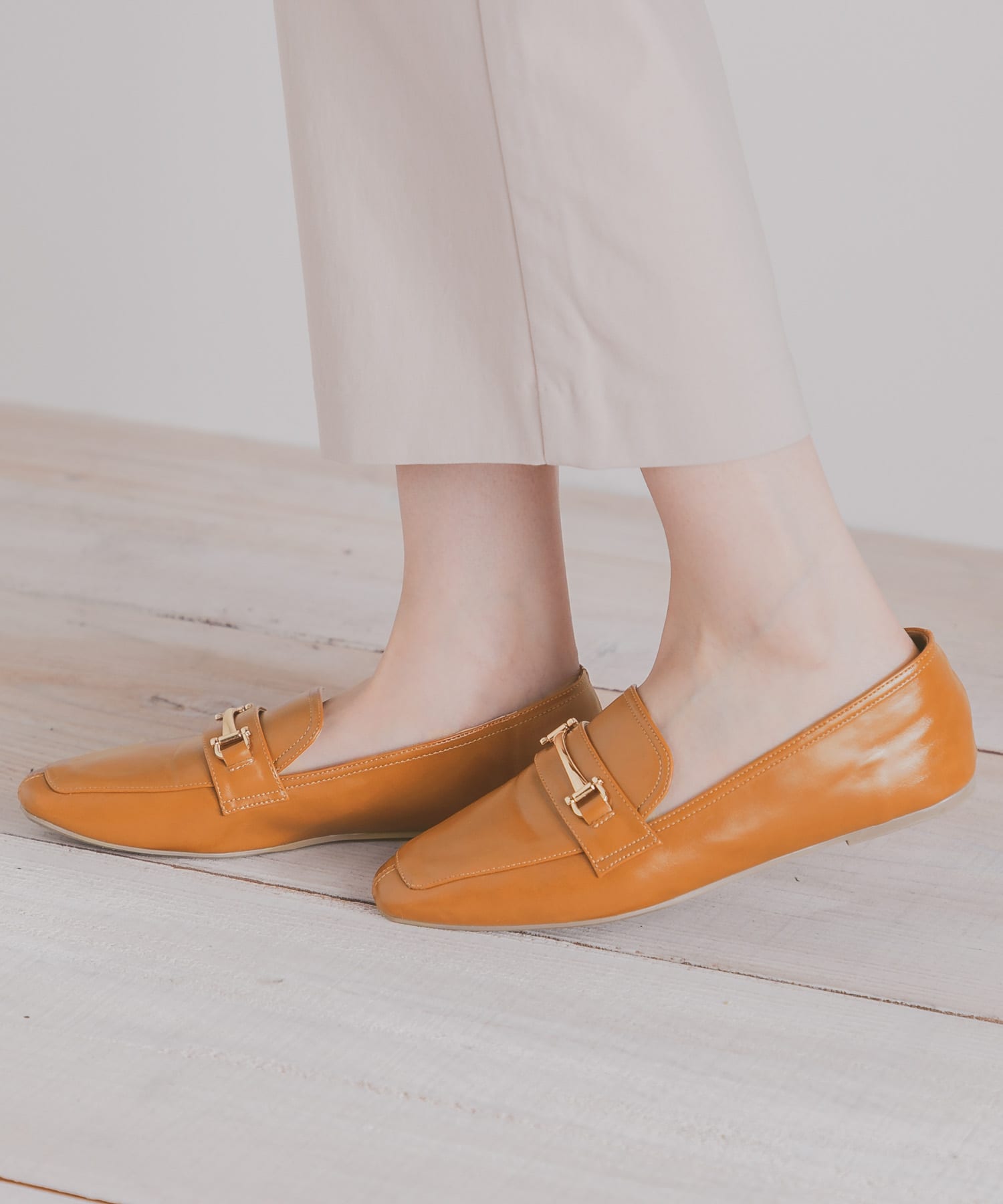 ソフトフェイクレザービットローファー CAMEL S