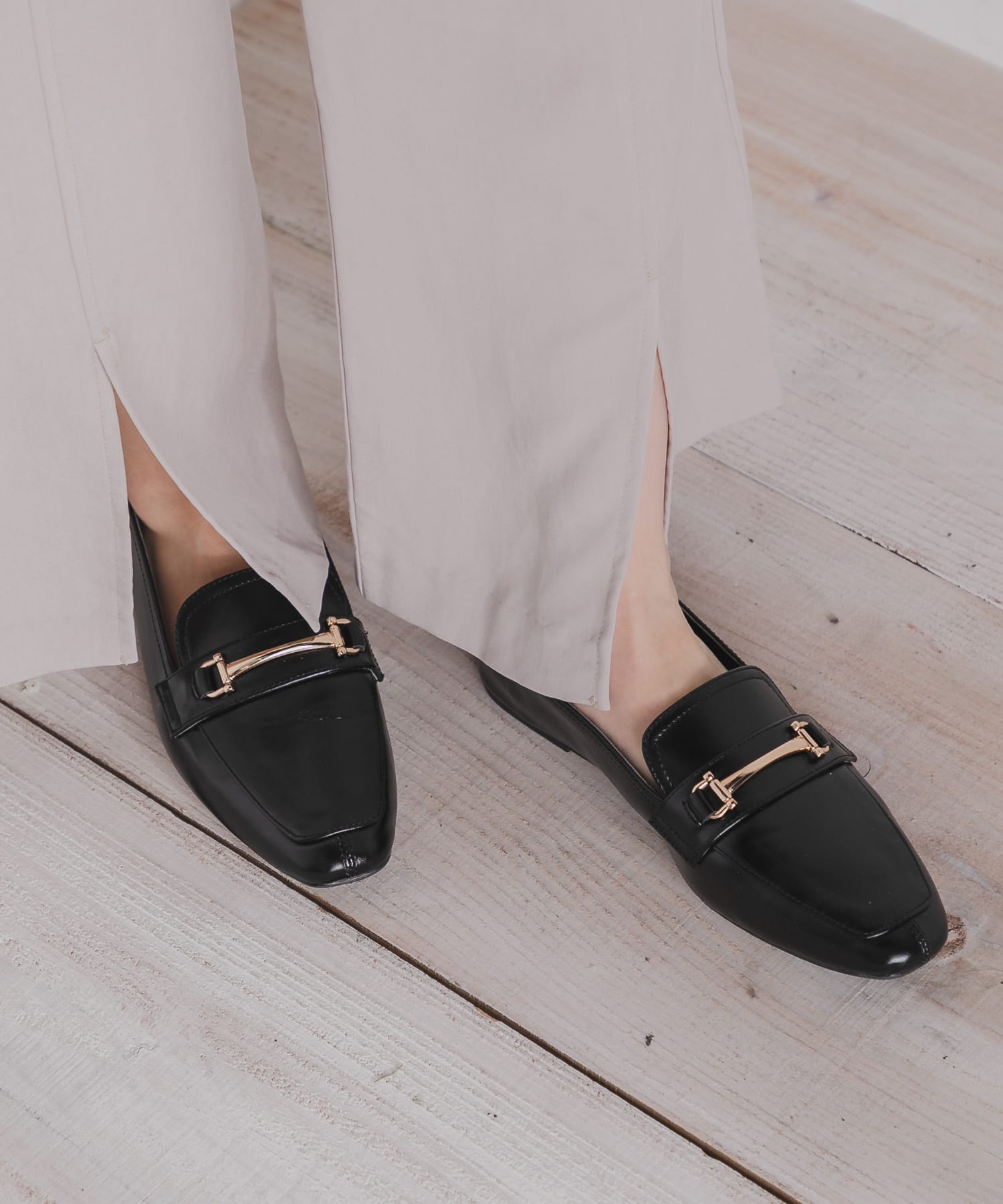 ソフトフェイクレザービットローファー BLACK S