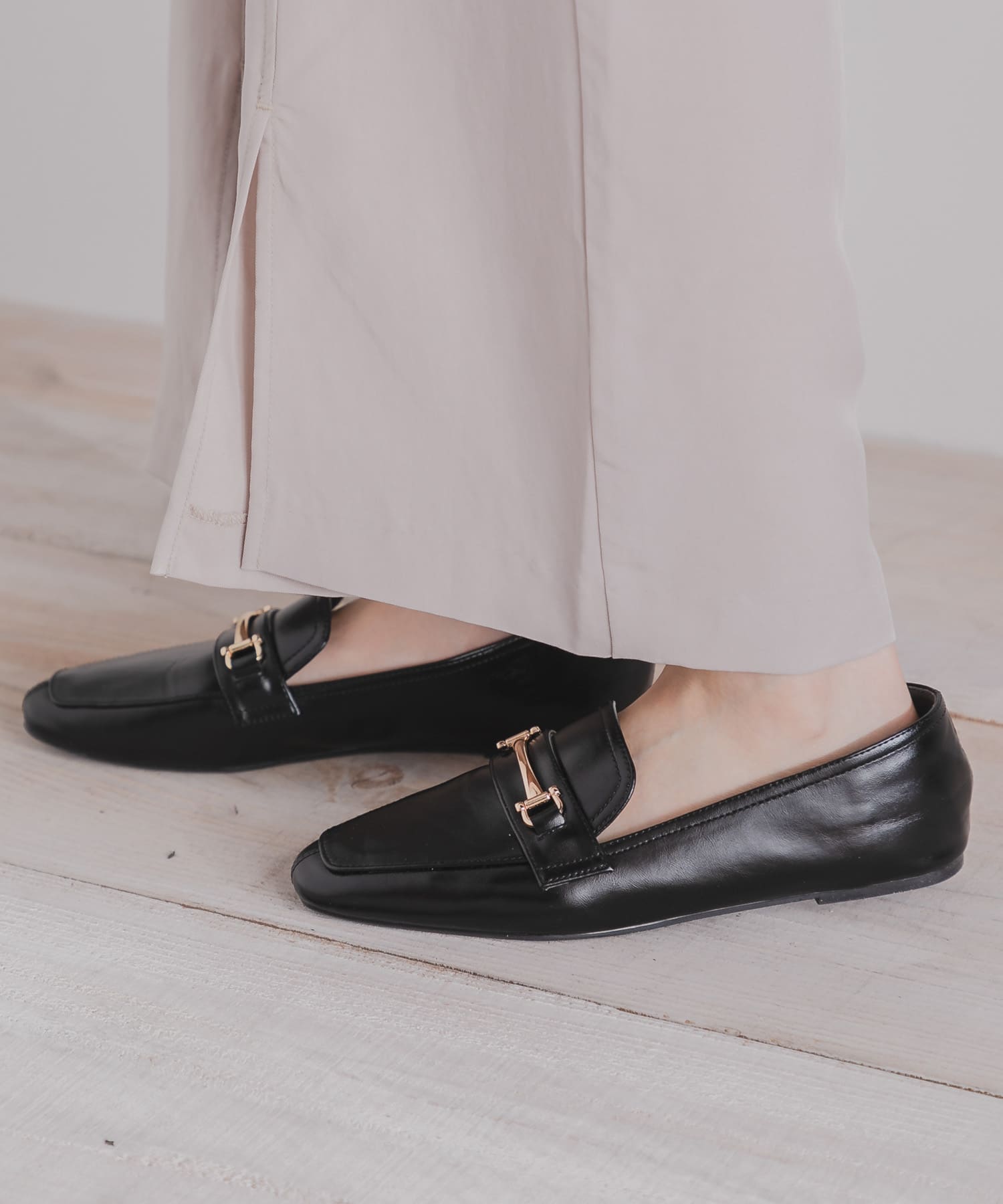 ソフトフェイクレザービットローファー BLACK S