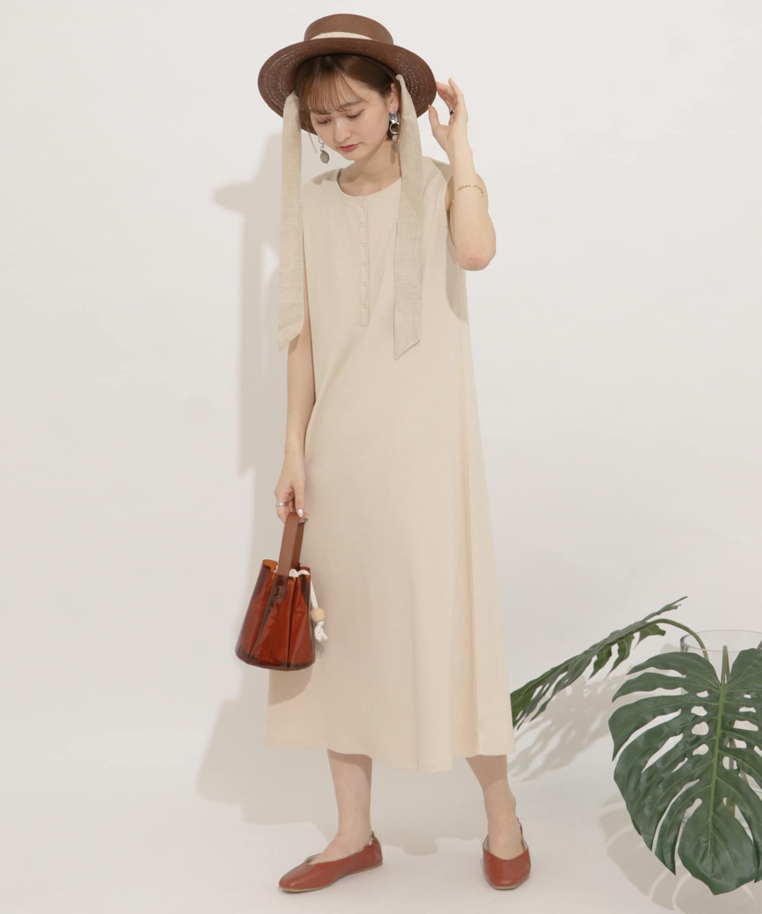 スクエアトウセンターシームフラットシューズ TERRACOTTA S