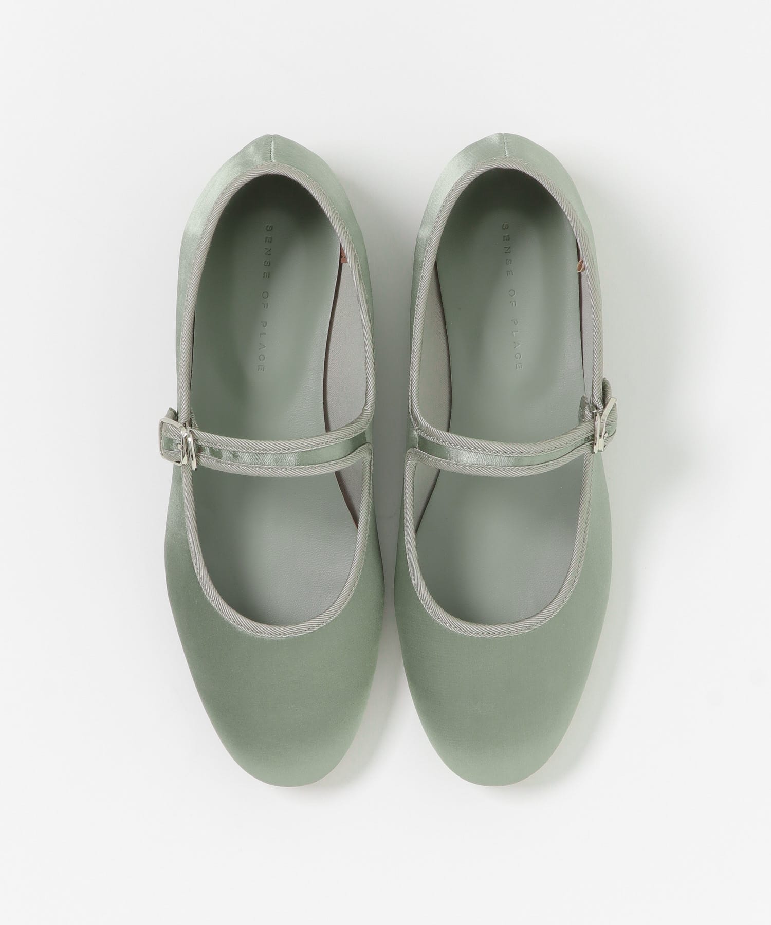 ワンストラップフラットシューズ GREEN M