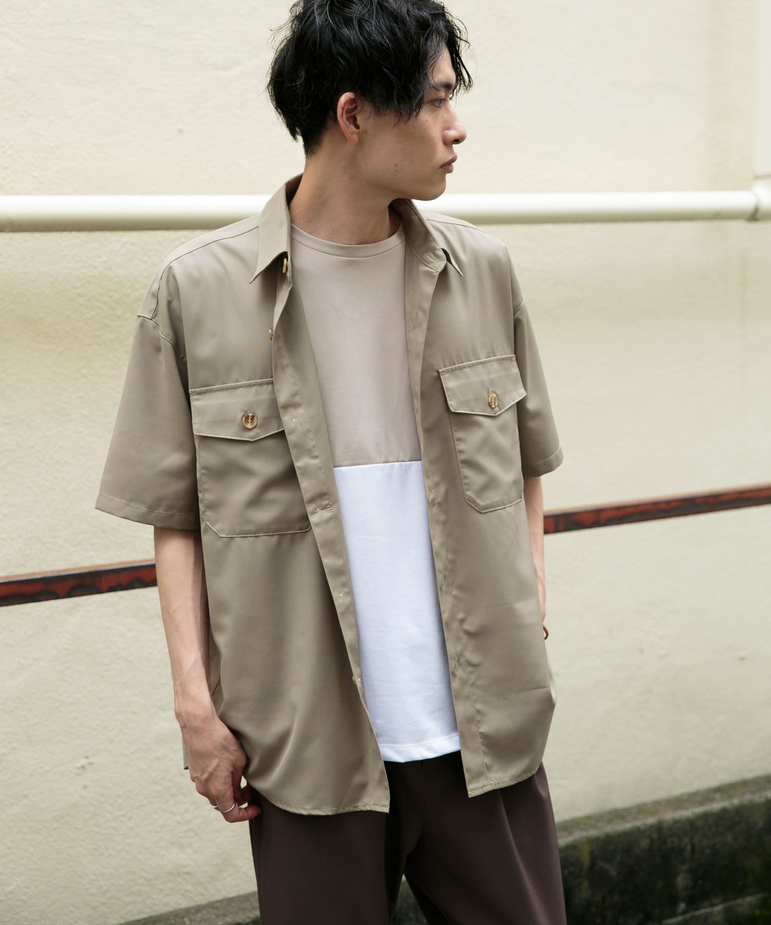 CPOシャツ(5分袖) GREIGE M