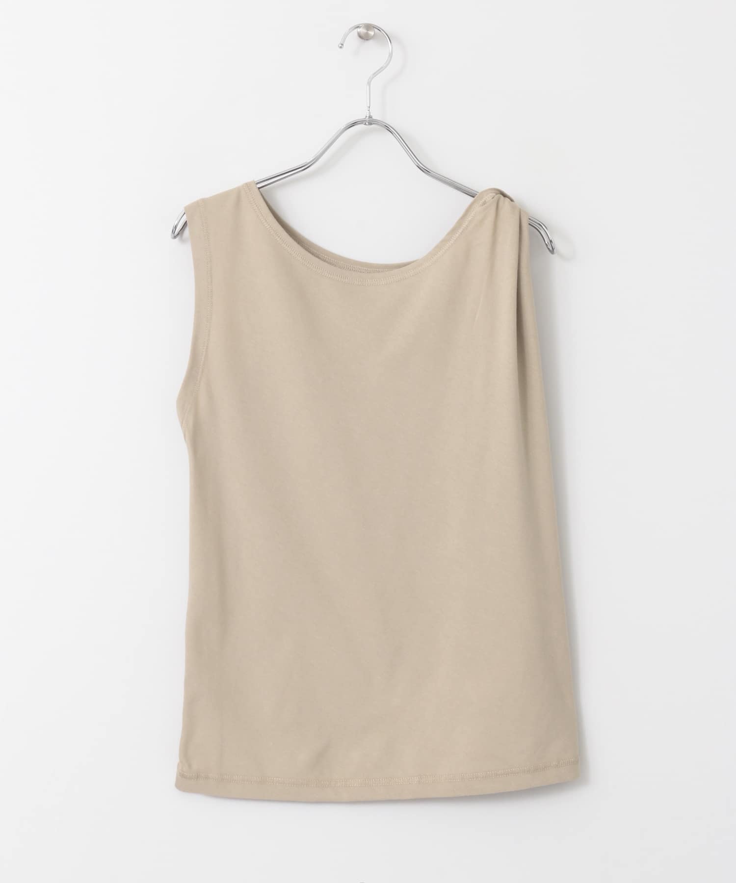 『UR TECH』ツイストショルダーアシメトップ GREIGE FREE