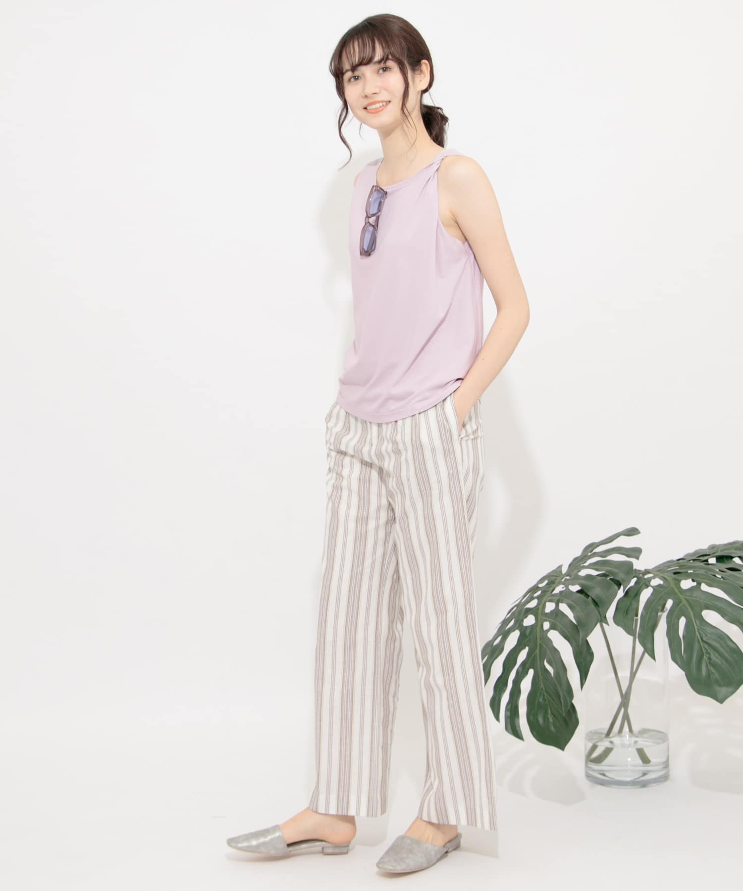 『UR TECH』ツイストショルダーアシメトップ LAVENDER FREE