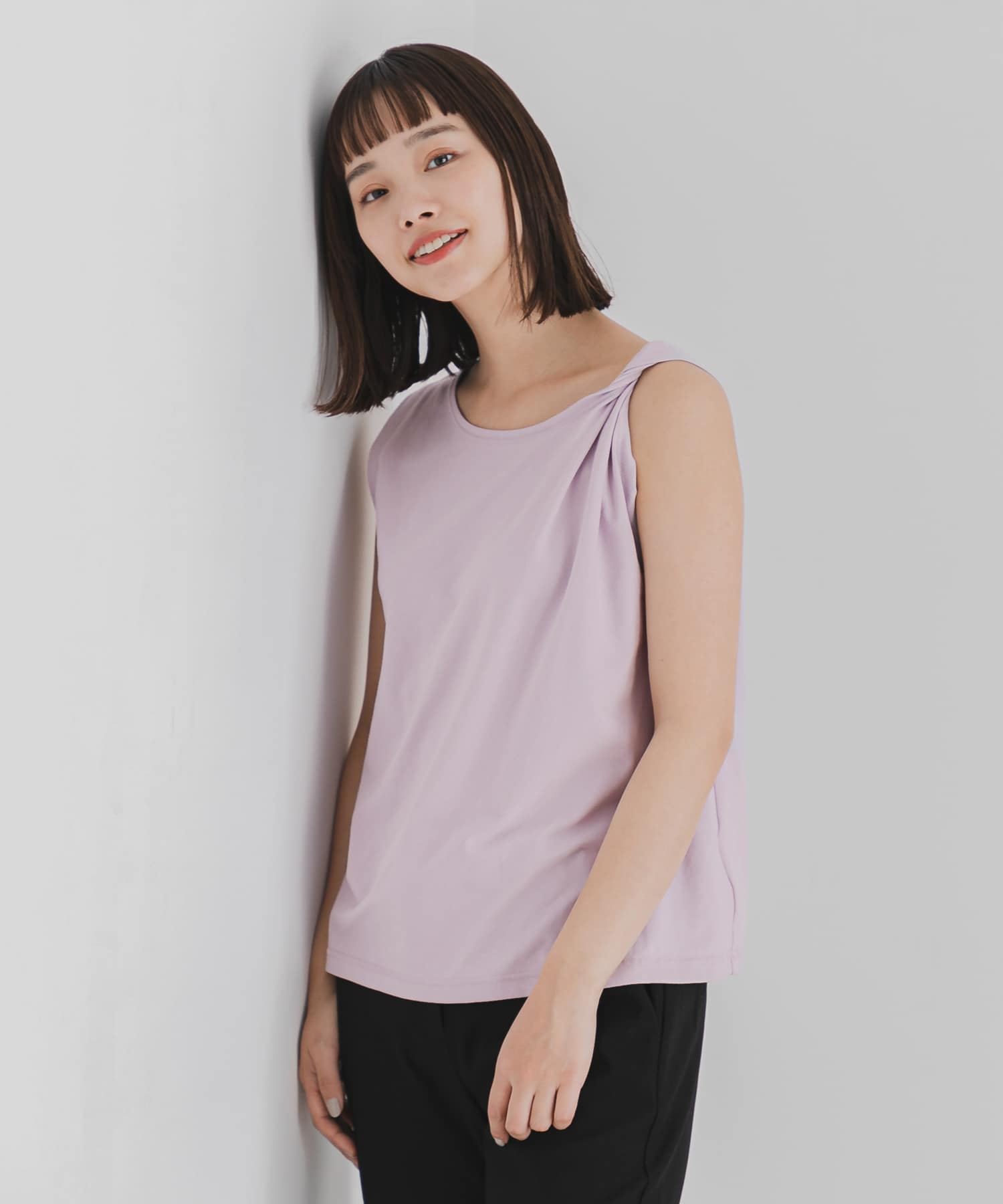 『UR TECH』ツイストショルダーアシメトップ LAVENDER FREE