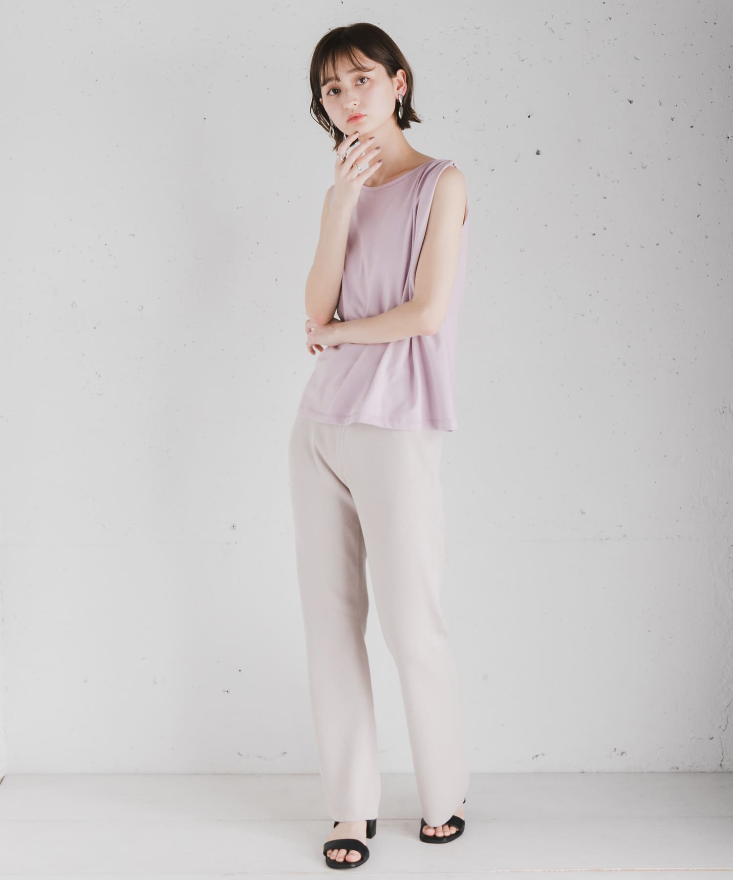 『UR TECH』ツイストショルダーアシメトップ LAVENDER FREE