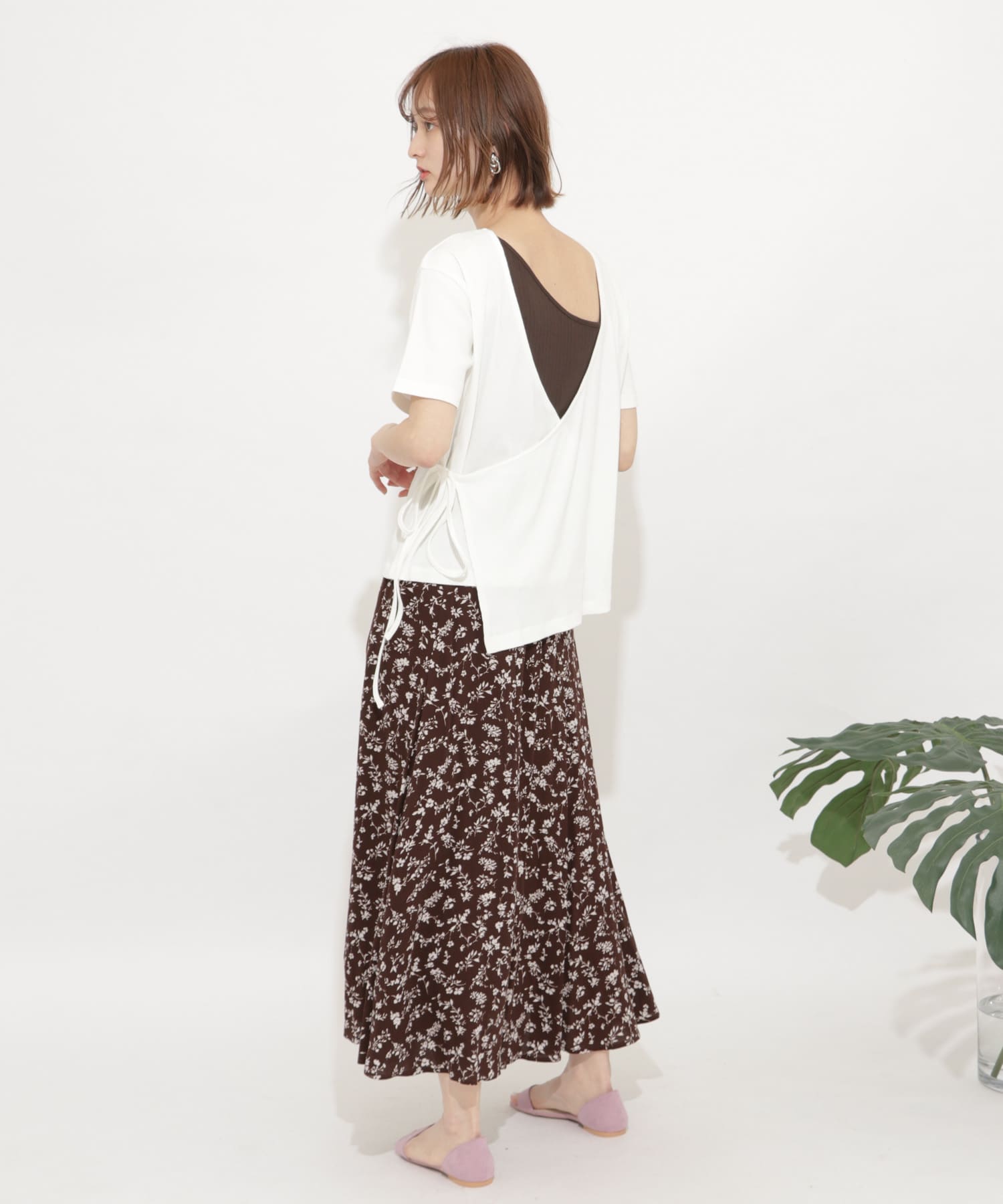 オーガニックコットンバックカシュクールトップ OFF WHITE FREE