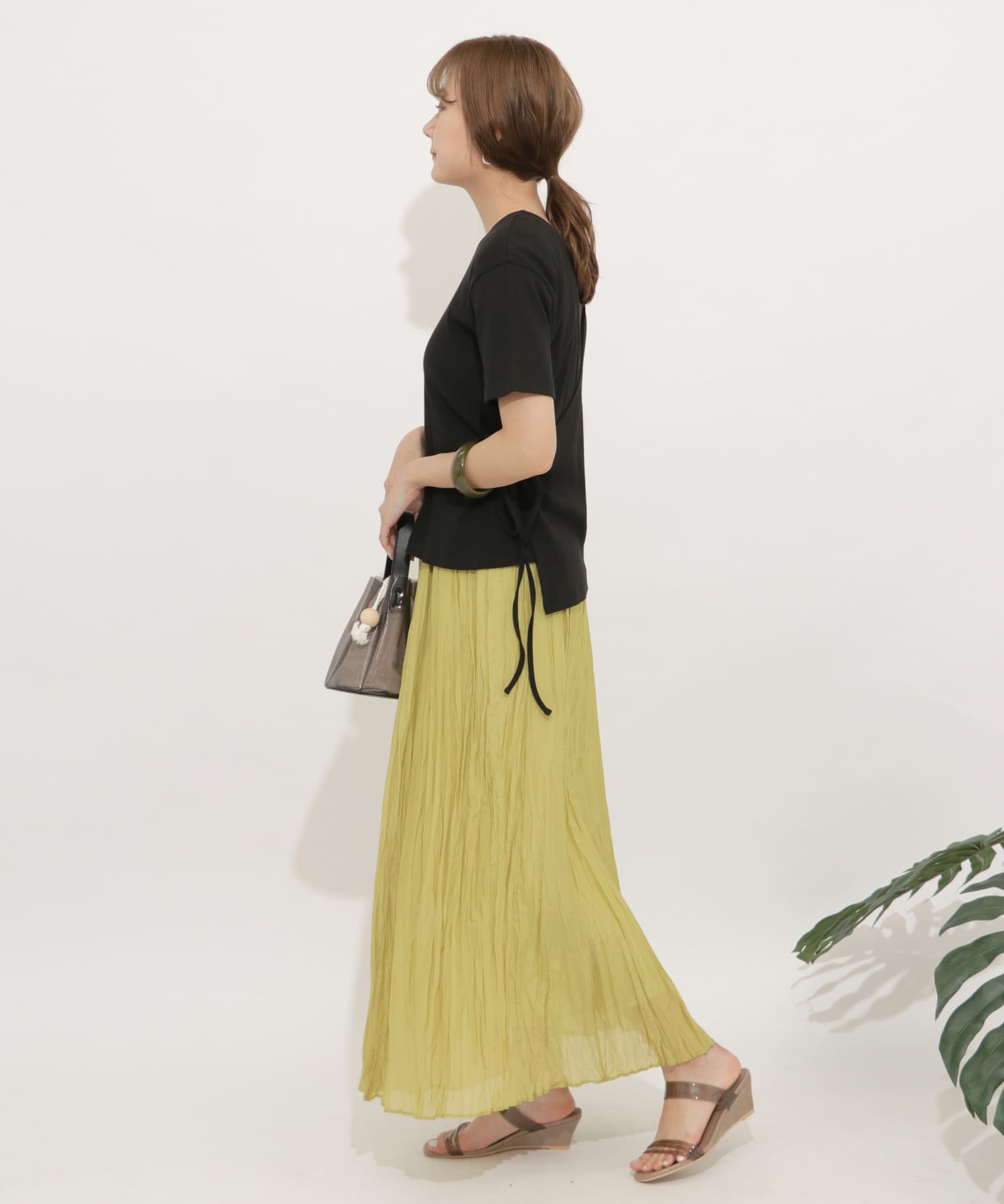 オーガニックコットンバックカシュクールトップ BLACK FREE
