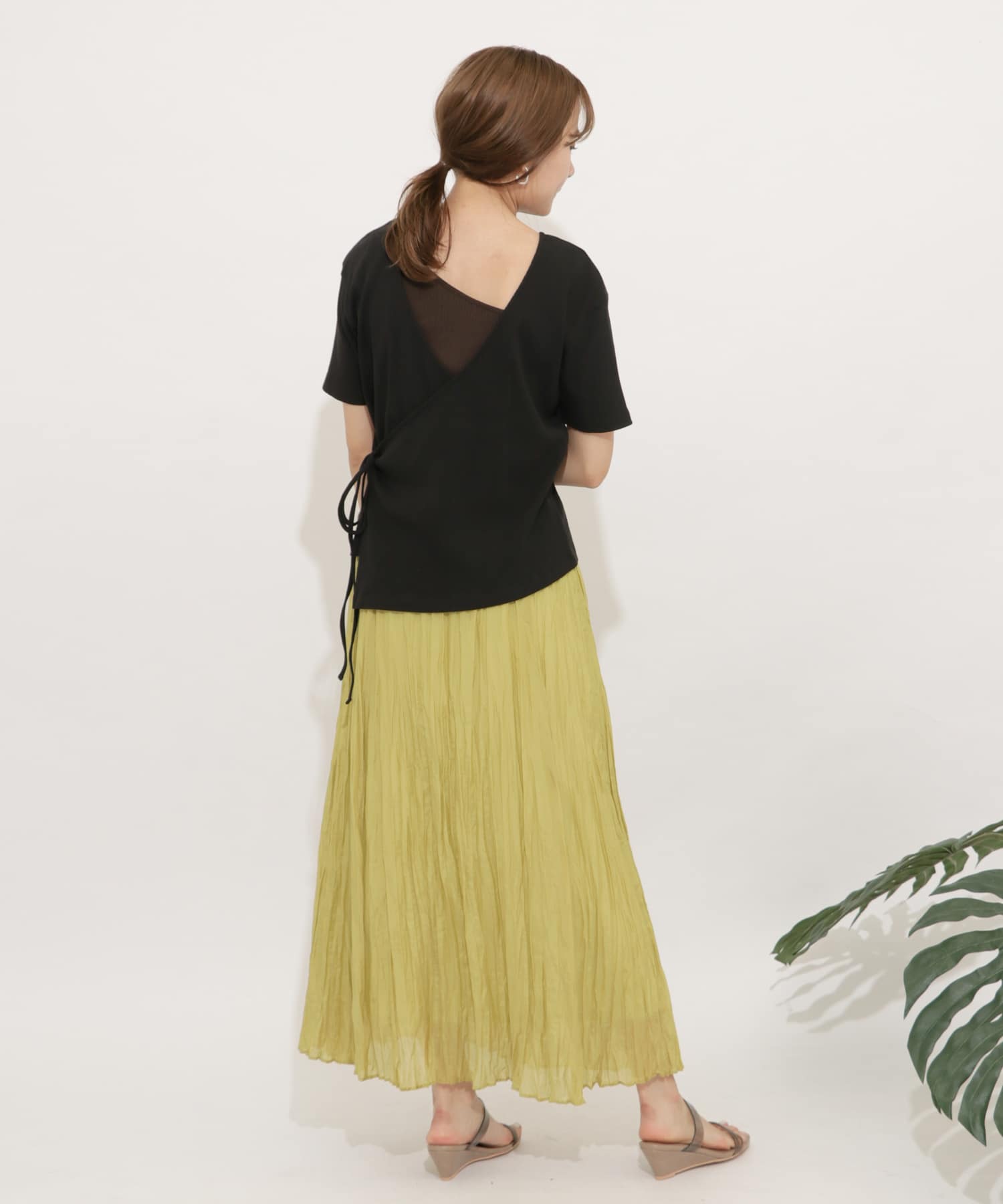オーガニックコットンバックカシュクールトップ BLACK FREE