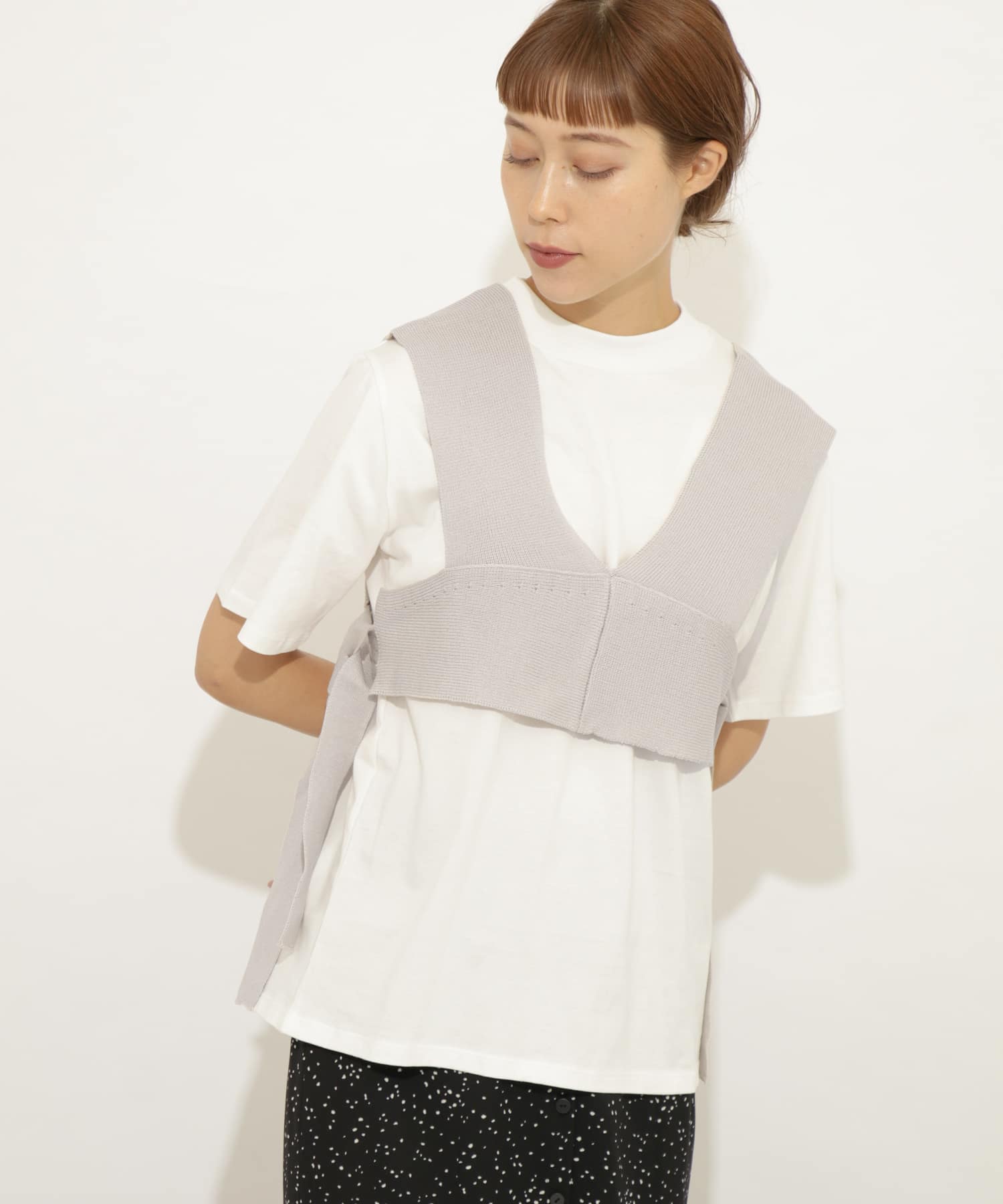 Vネックサイドリボンビスチェ