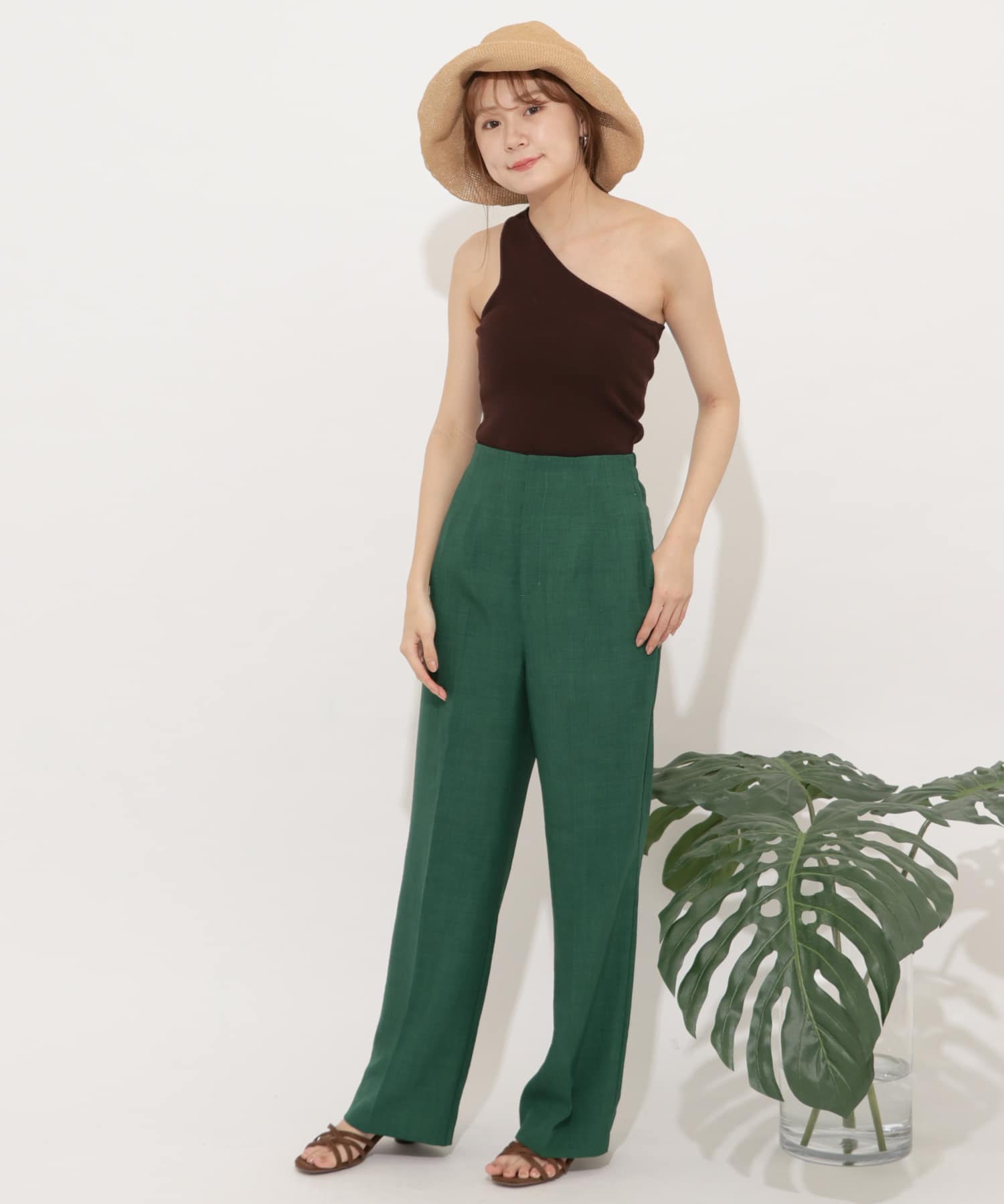 ワンショルダーコンパクトトップ BROWN FREE