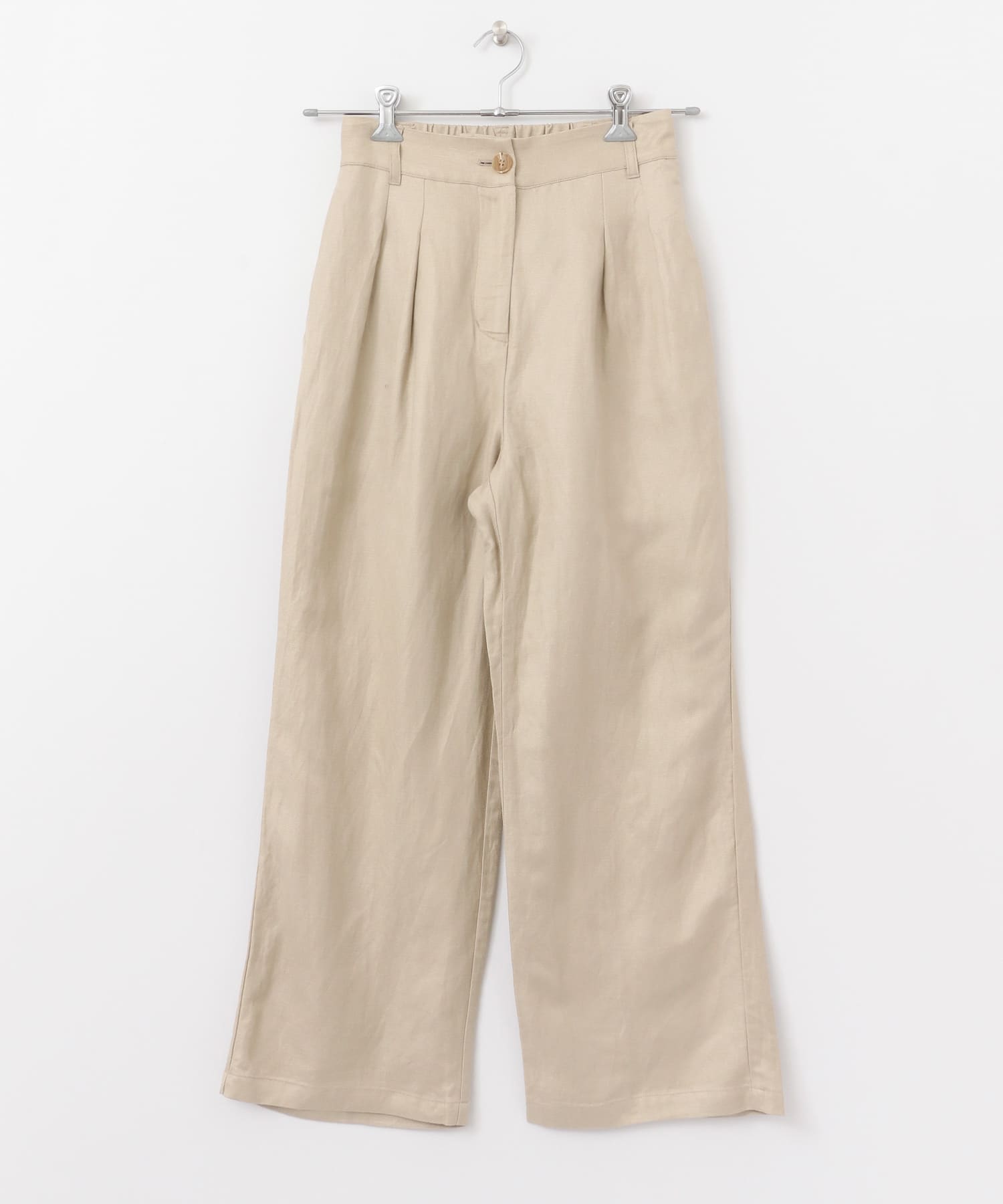 リネンレーヨン ワイドストレートパンツ GREIGE S