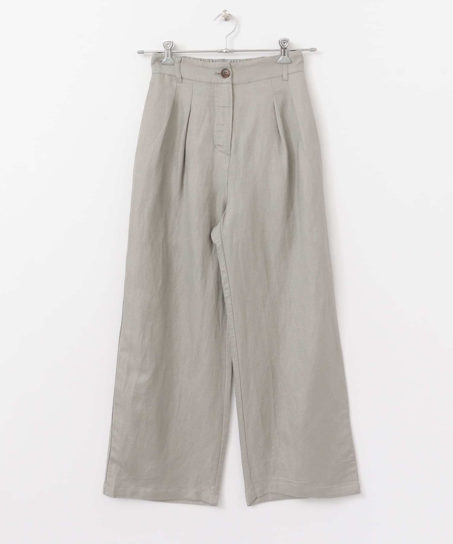 リネンレーヨン ワイドストレートパンツ L.KHAKI M