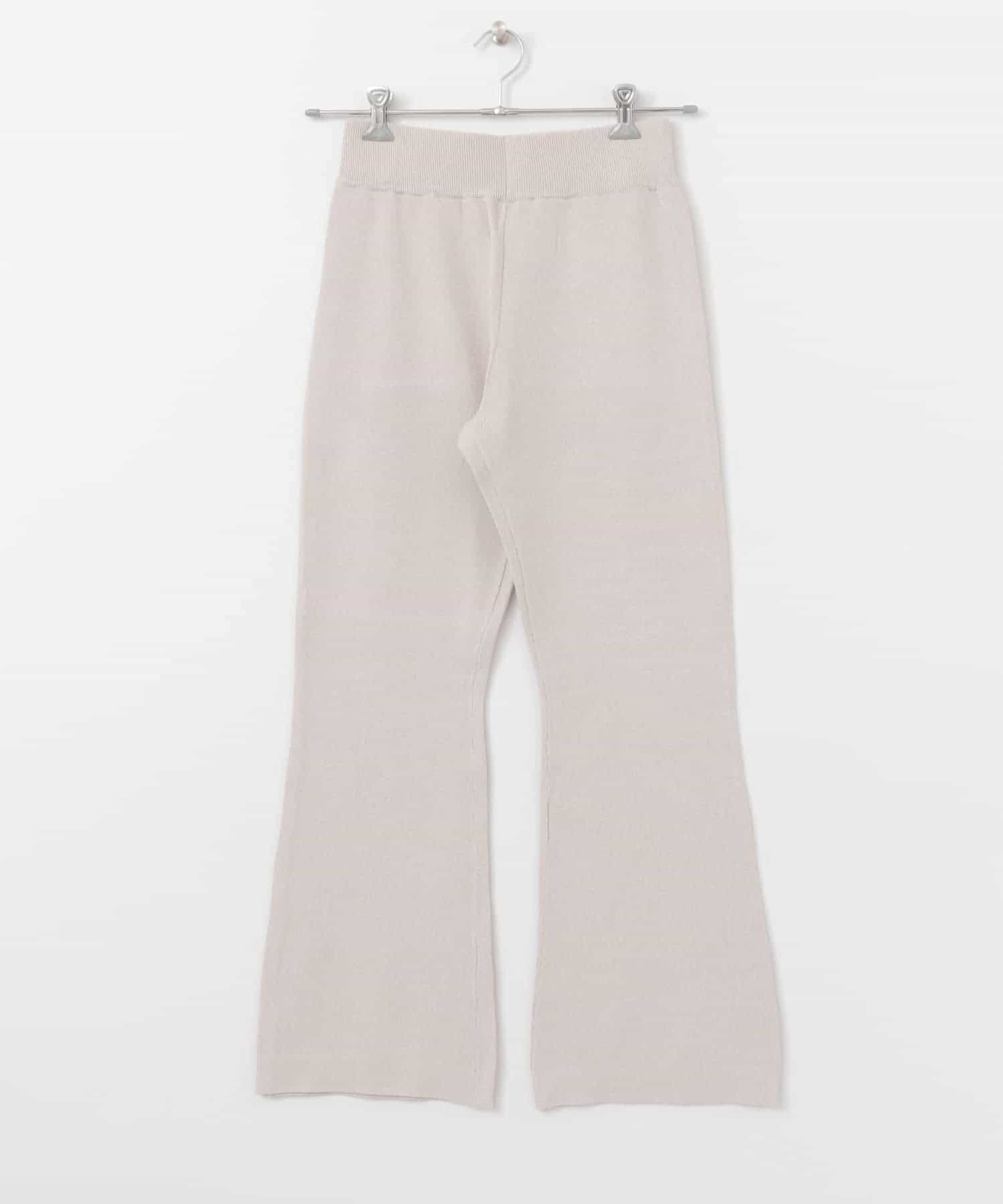 リネンライクニットフレアパンツ GREIGE FREE